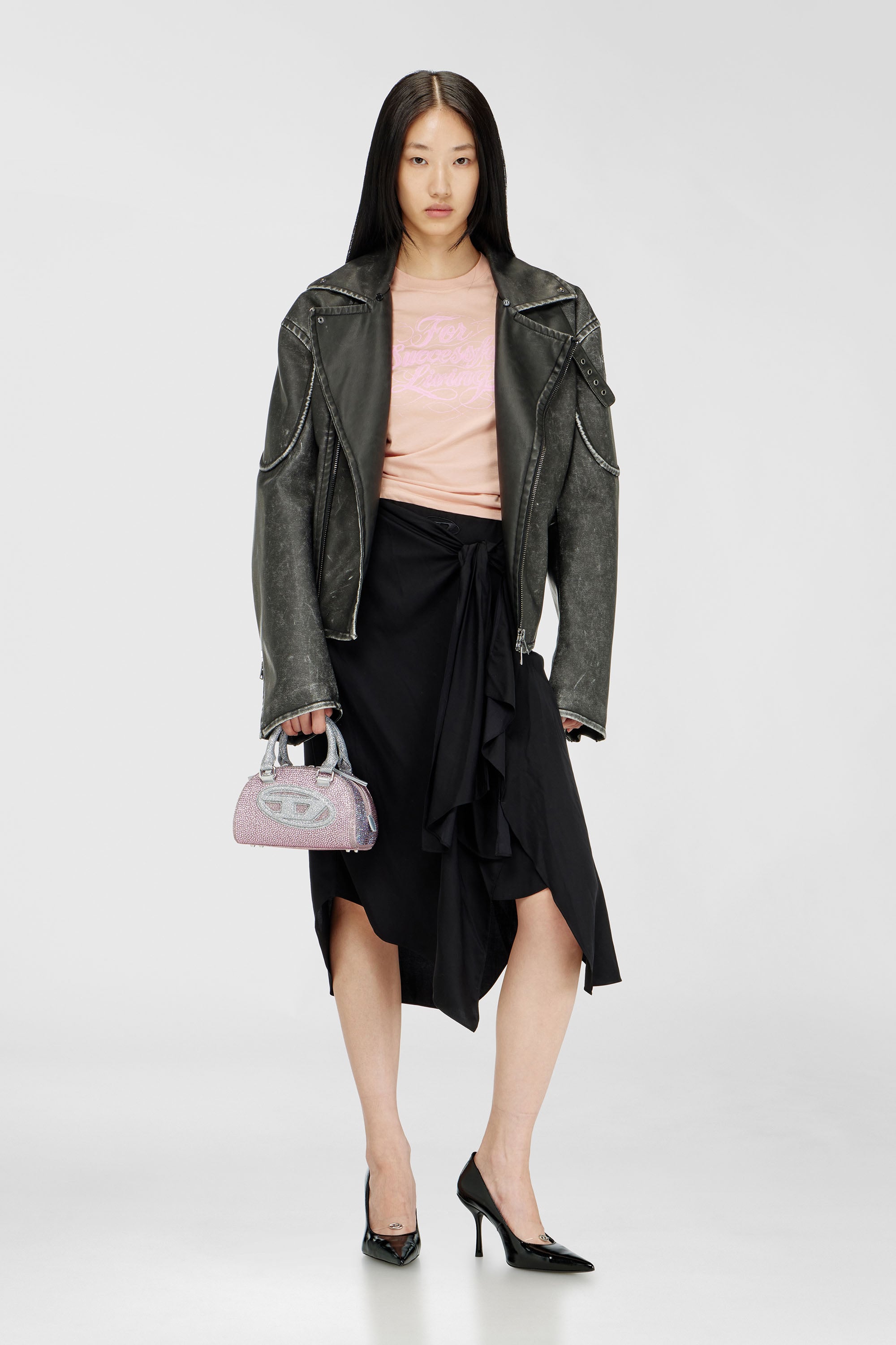 Diesel - 1DR DOME CROSSBODY, 1DR Dome - Borsa bowling piccola in crystal lurex Donna in Rosa - 2
