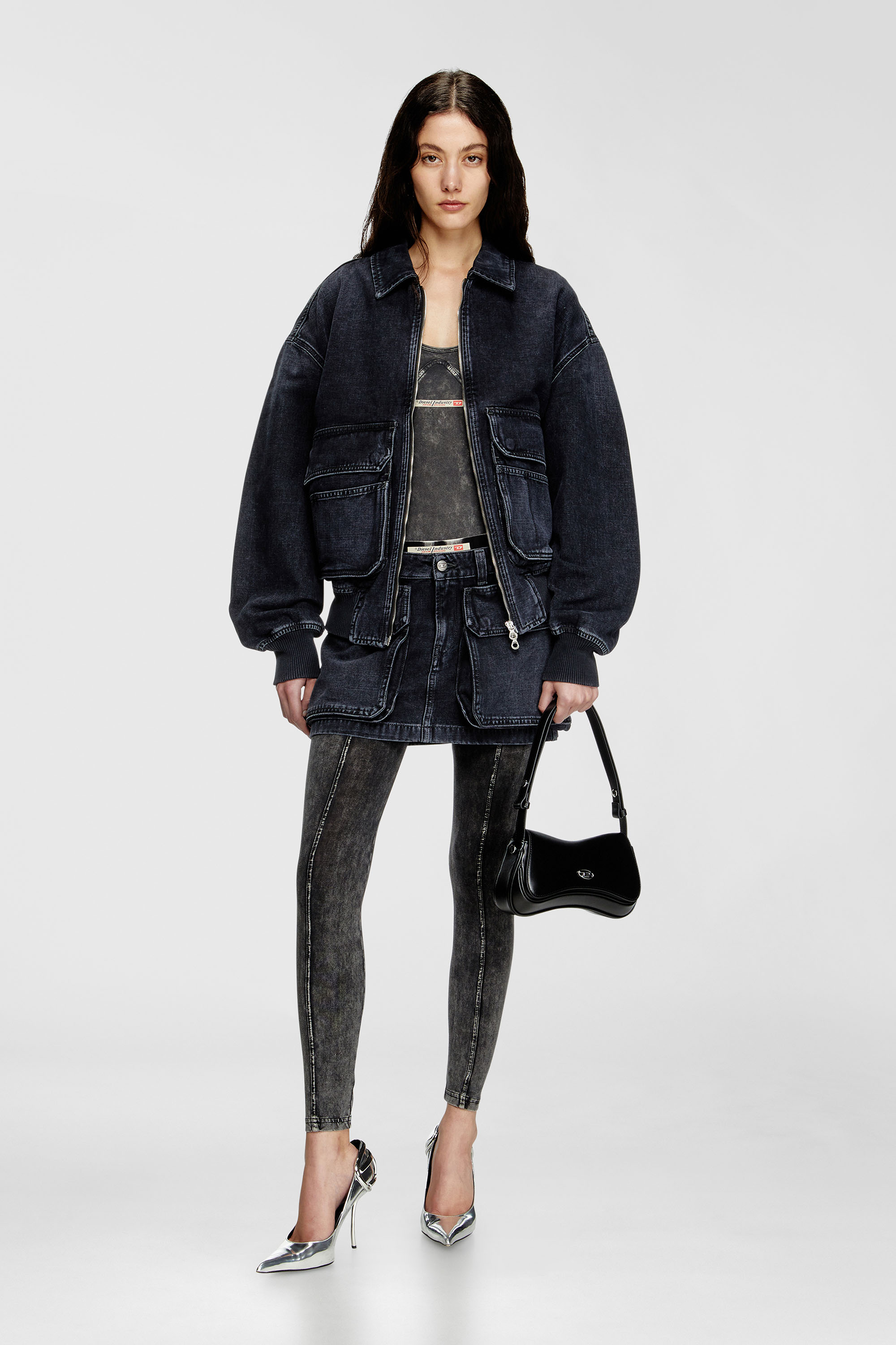 Diesel - D-KURZ, Veste en denim tiss&eacute; batavia Mixte in Noir - 2