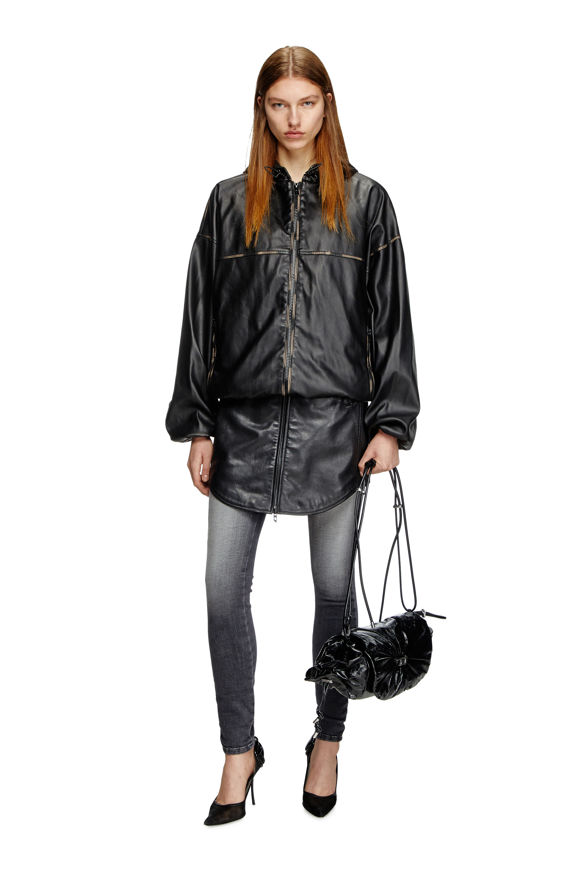 Diesel - J-ANTIL, Giacca con cappuccio effetto distressed Unisex in Nero - 7