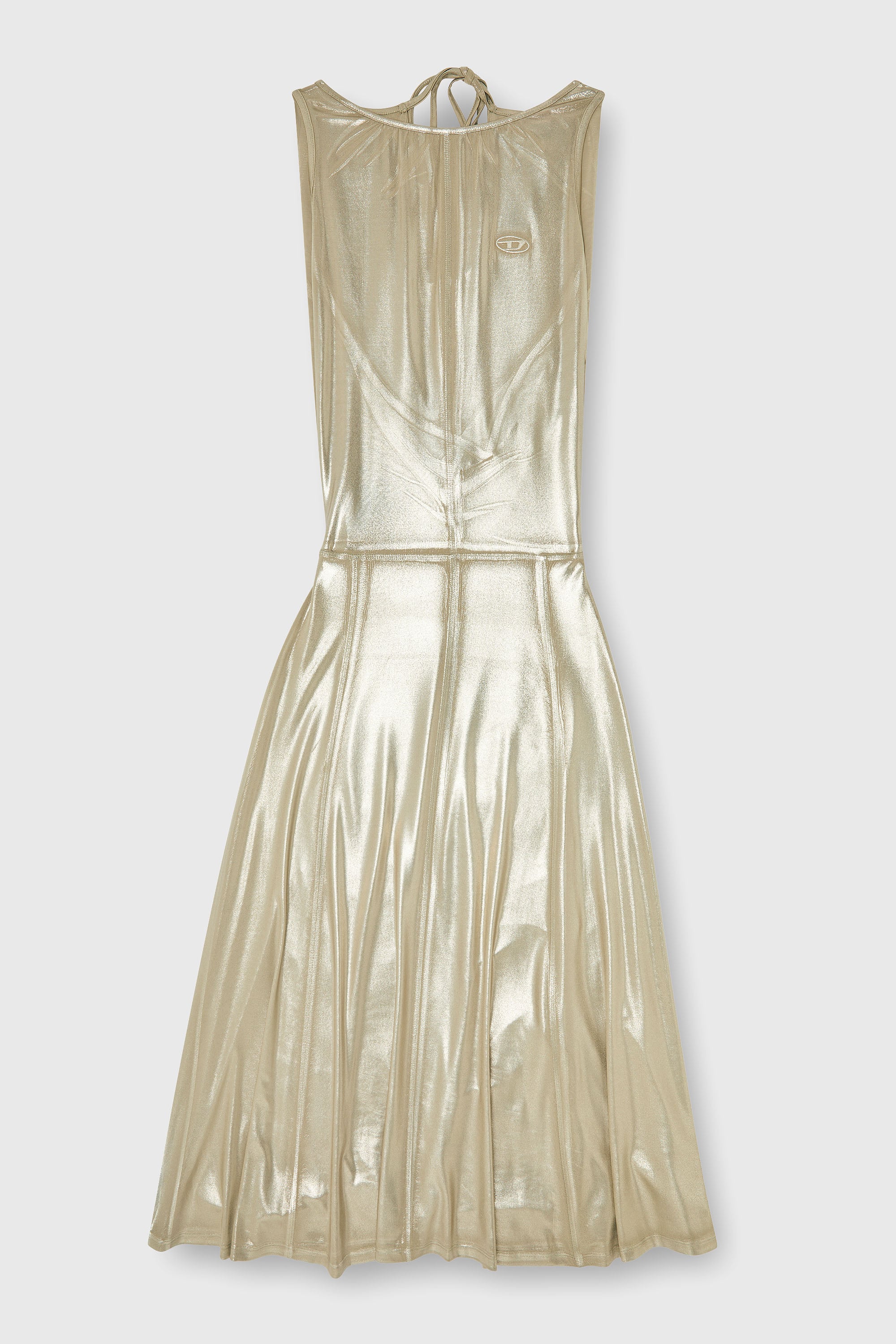 Diesel - D-DYVYNY, Abito midi metallizzato fluido con schiena scoperta Donna in Oro - 1