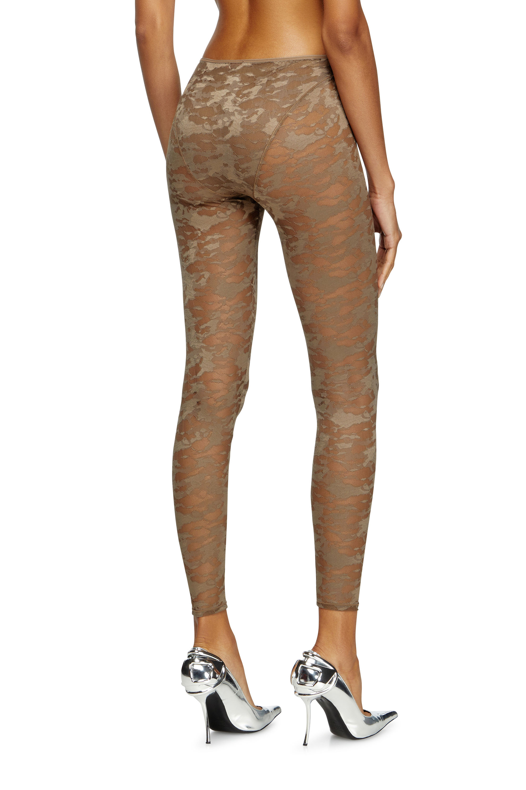 Diesel - CLAIRE-UTLT, Damen Leggings mit Camouflage-Spitze in Braun - 3