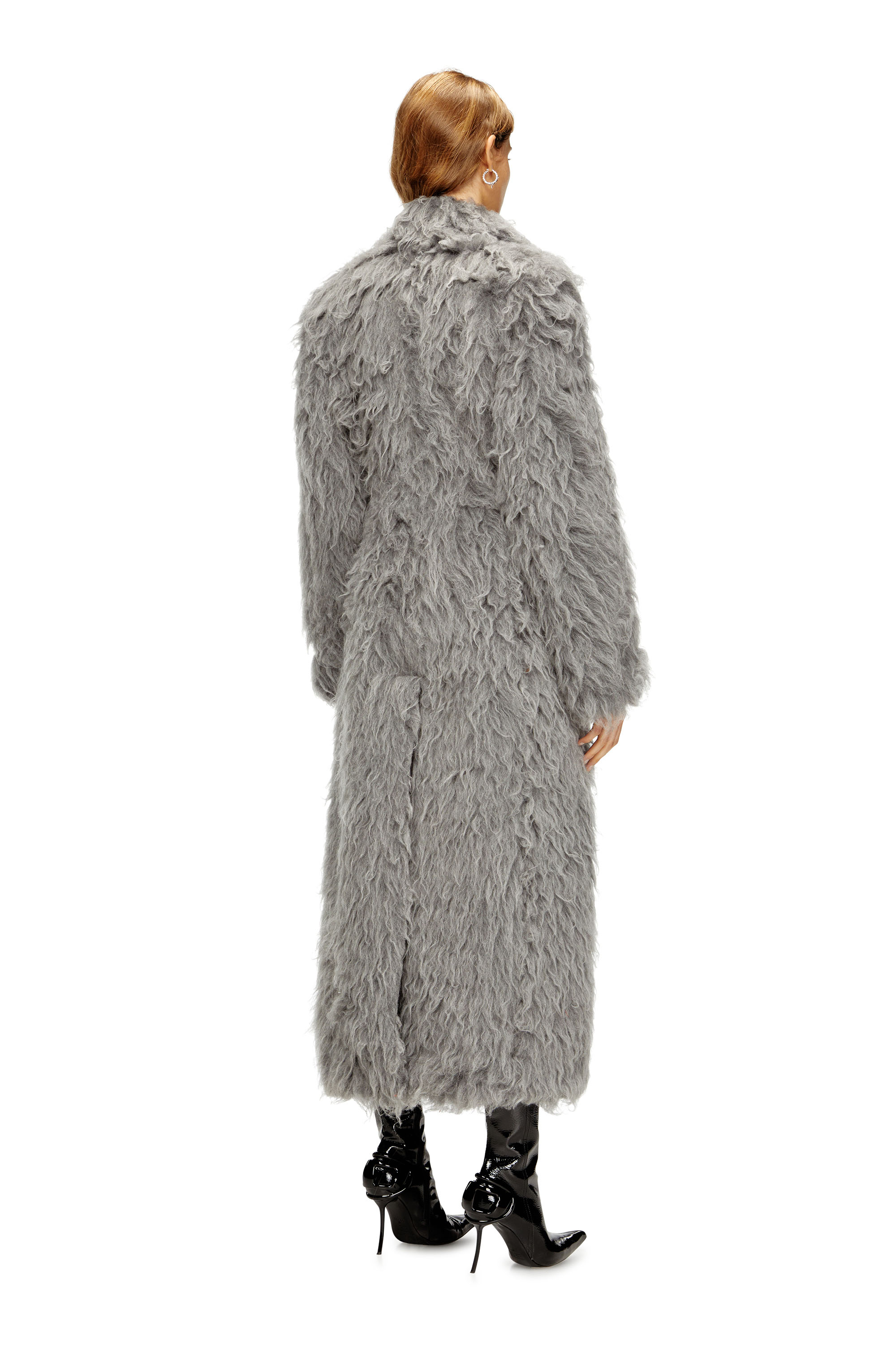 Diesel - W-GLAMO-R1, Cappotto shaggy Donna in Grigio - 4