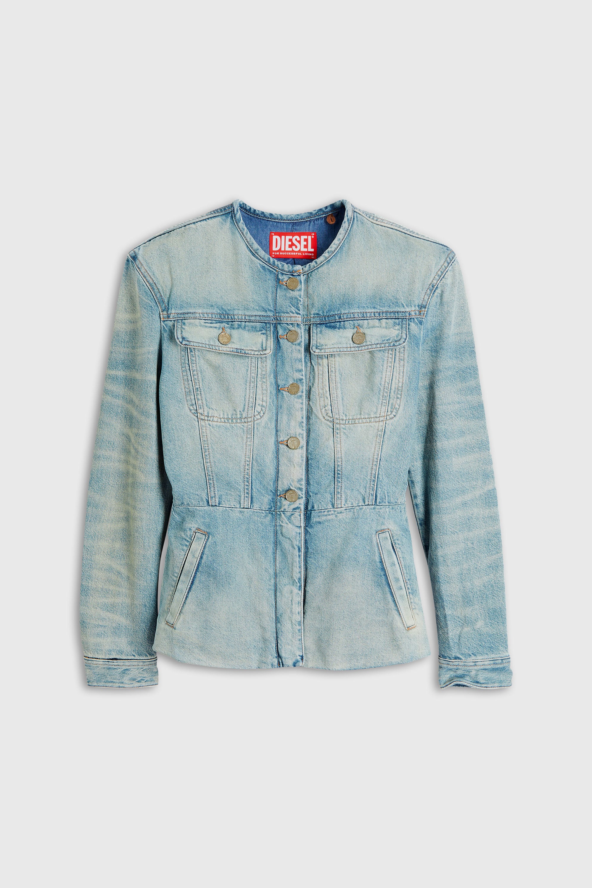 Diesel - DE-CALION-S1, Giacca in denim senza collo Donna in Blu - 2