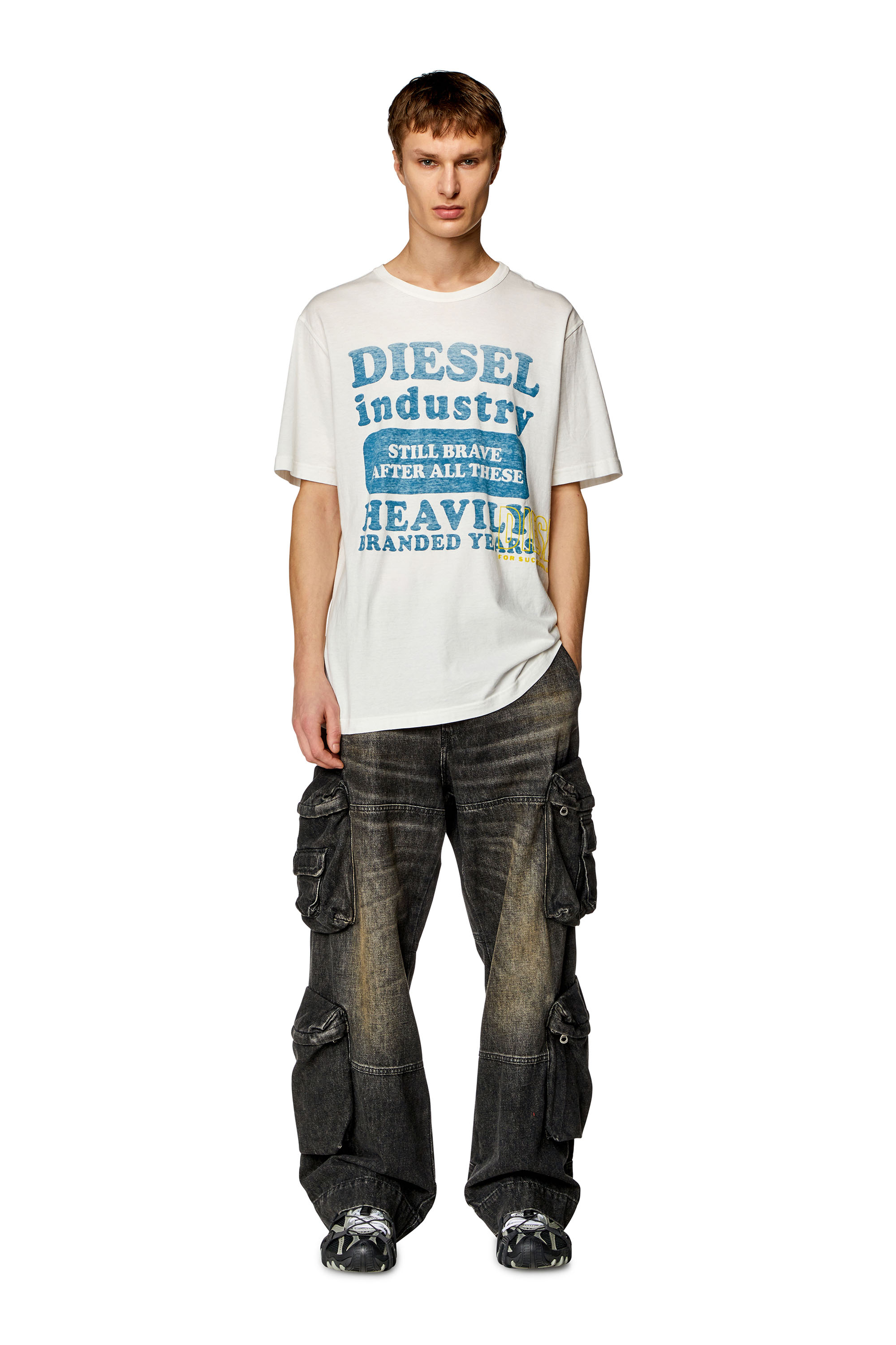 Diesel - T-JUST-N9, Man T-shirt with inside-out logo print in White - Image 2