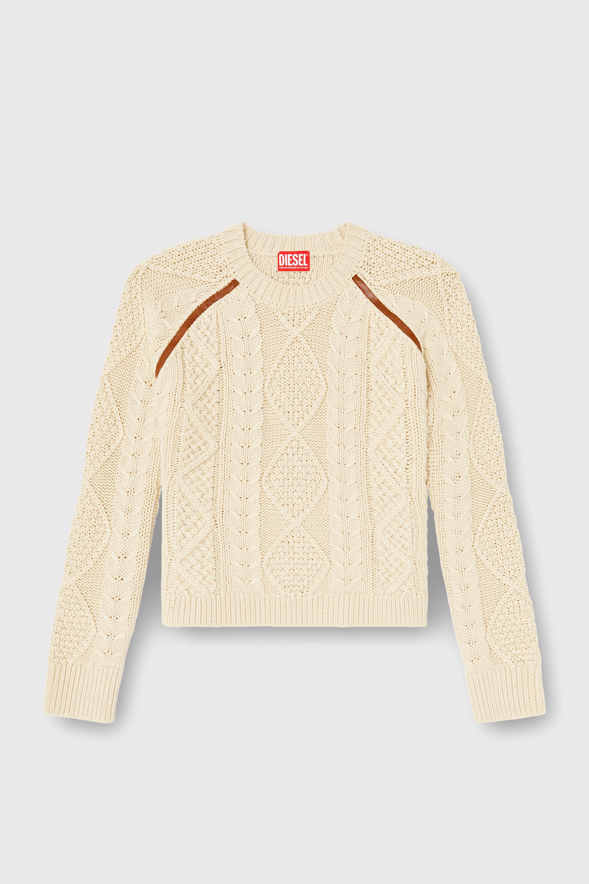 Diesel - M-INTANA, Pull en maille torsad&eacute;e avec bandes contrastantes Femme in Jaune - 2