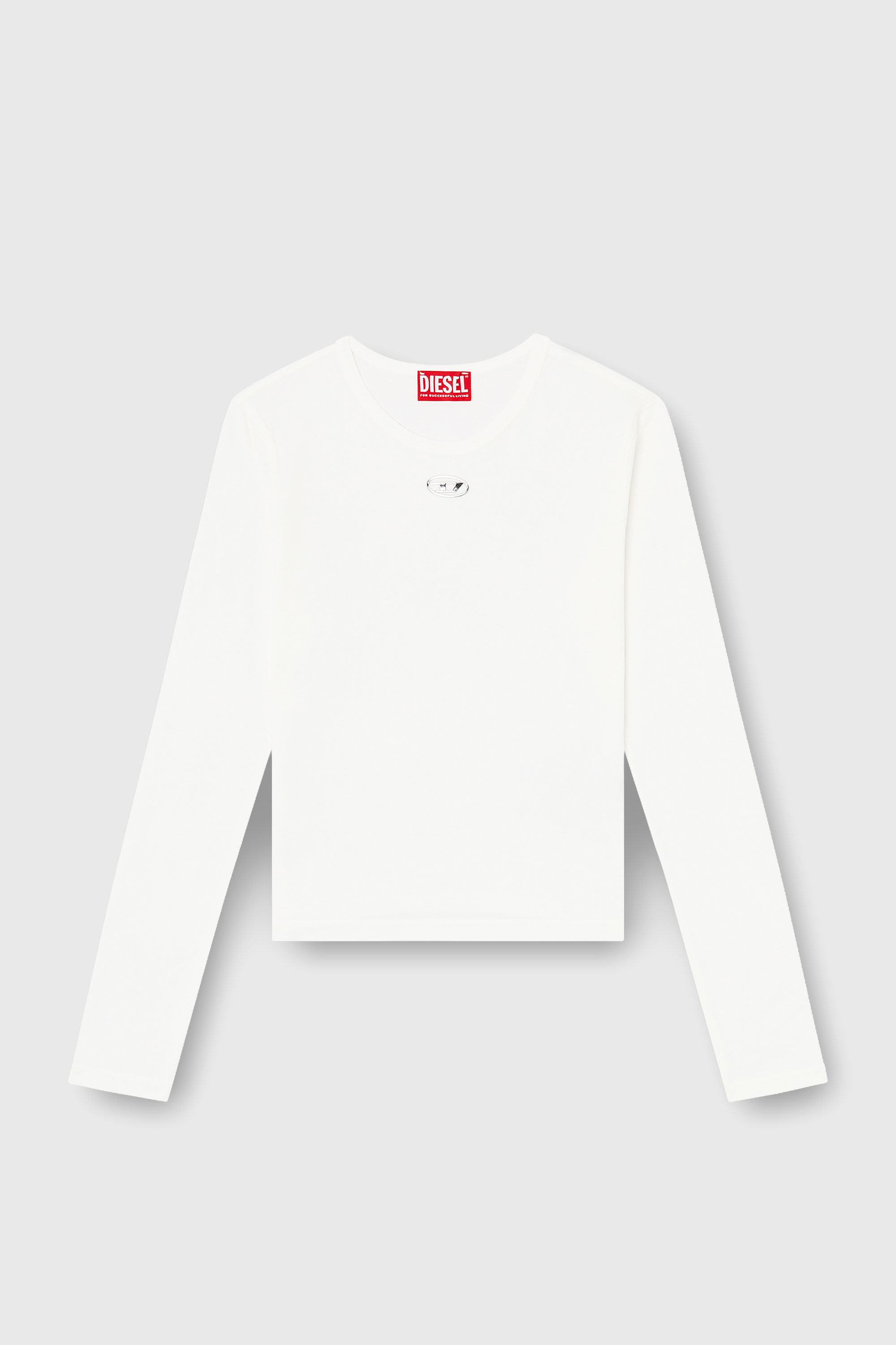 Diesel - T-UNCUTIESLONG-LS-OD, Pull en coton avec logo Oval D Femme in Blanc - 2