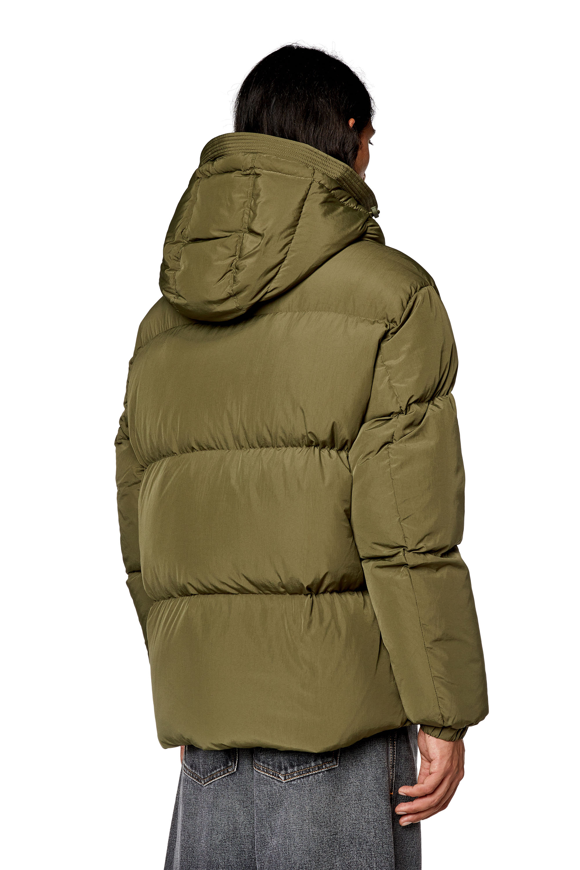 Diesel - W-ROLFYS, Piumino in nylon Taslan riciclato Uomo in Verde - 4