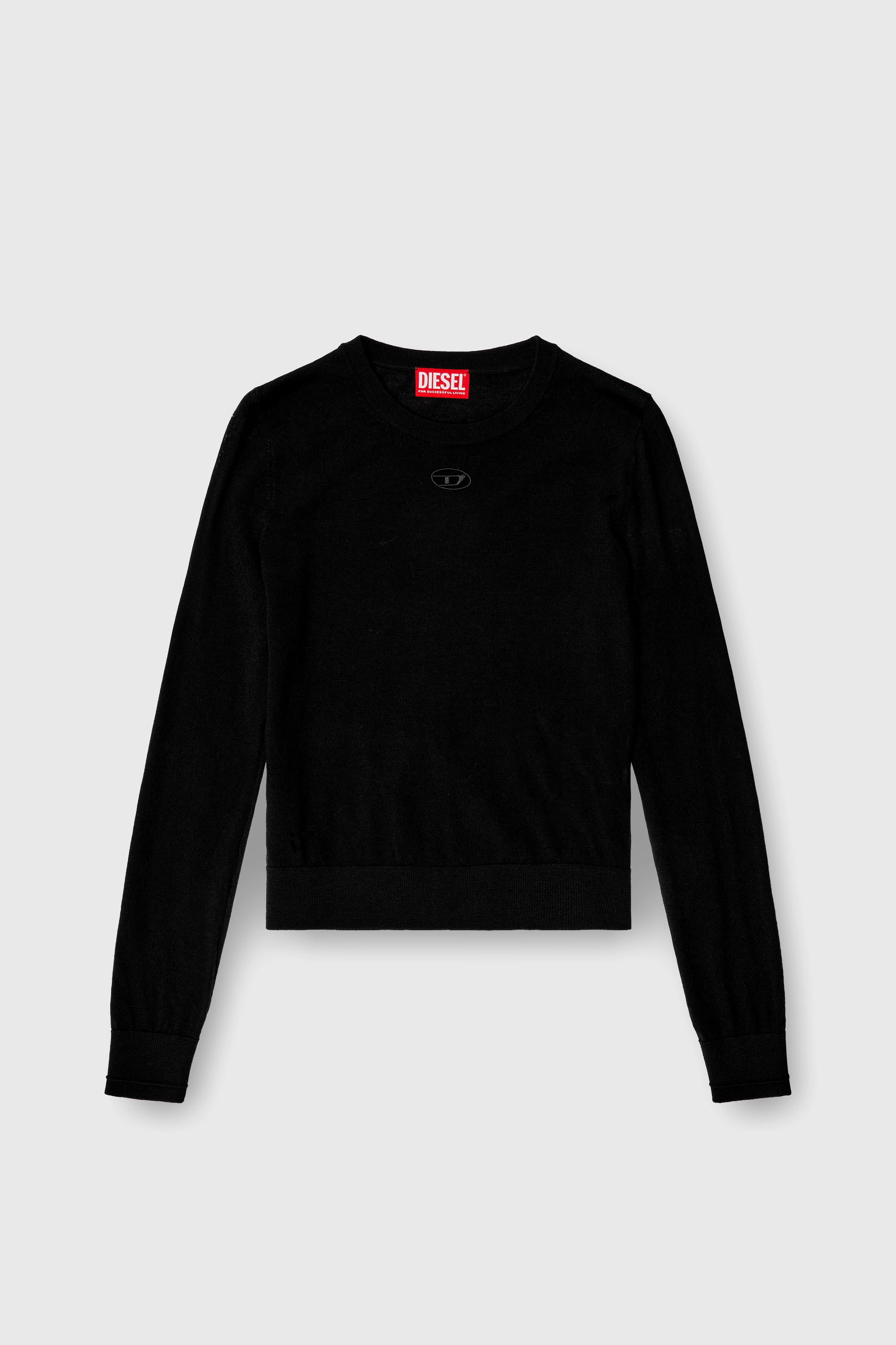 Diesel - M-ALINESA, Pull en laine avec logo cut-out Femme in Noir - 2