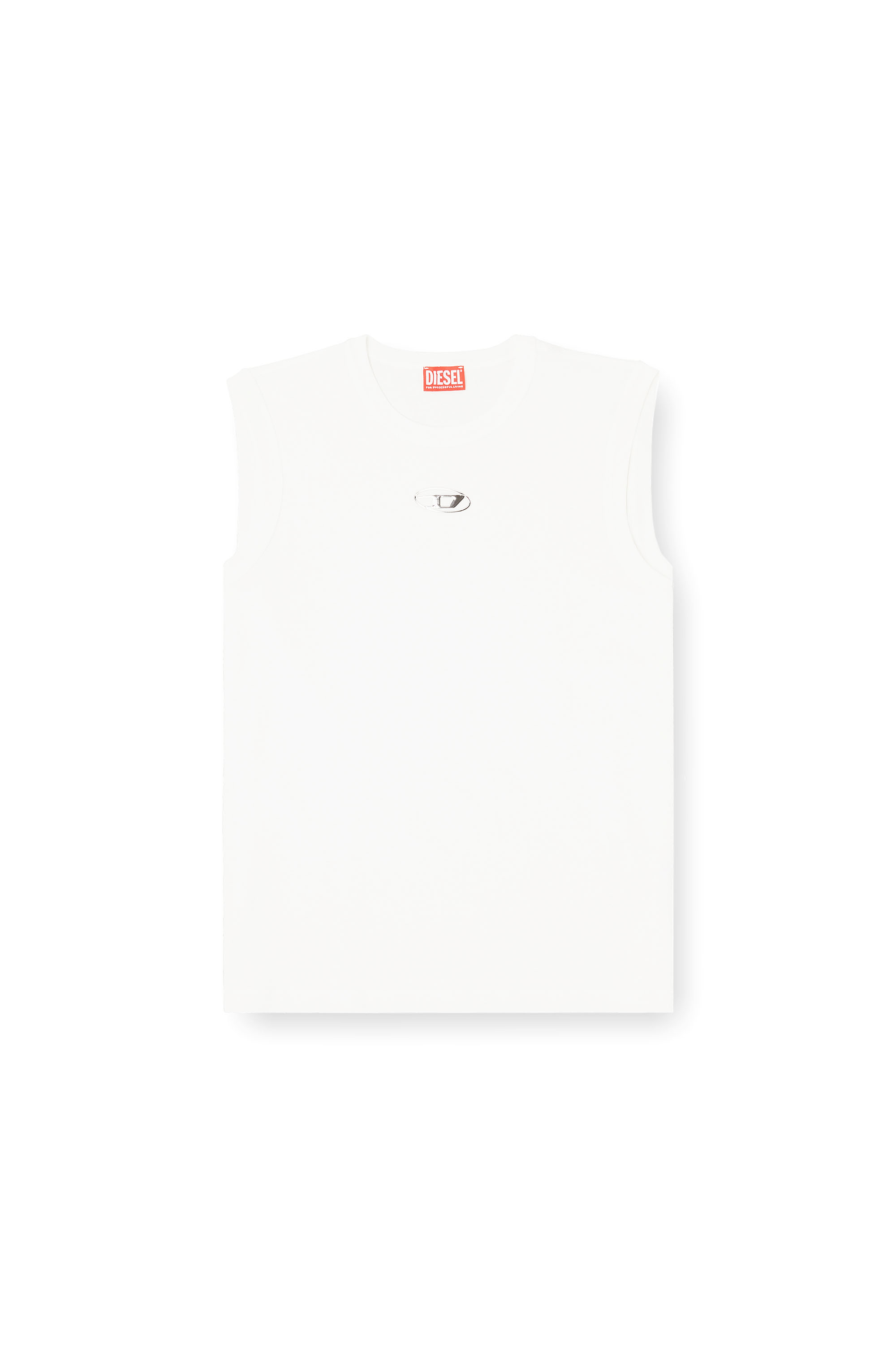 Diesel - T-BISCO-IOD, D&eacute;bardeur en coton avec un Oval D m&eacute;tallis&eacute; Homme in Blanc - 2