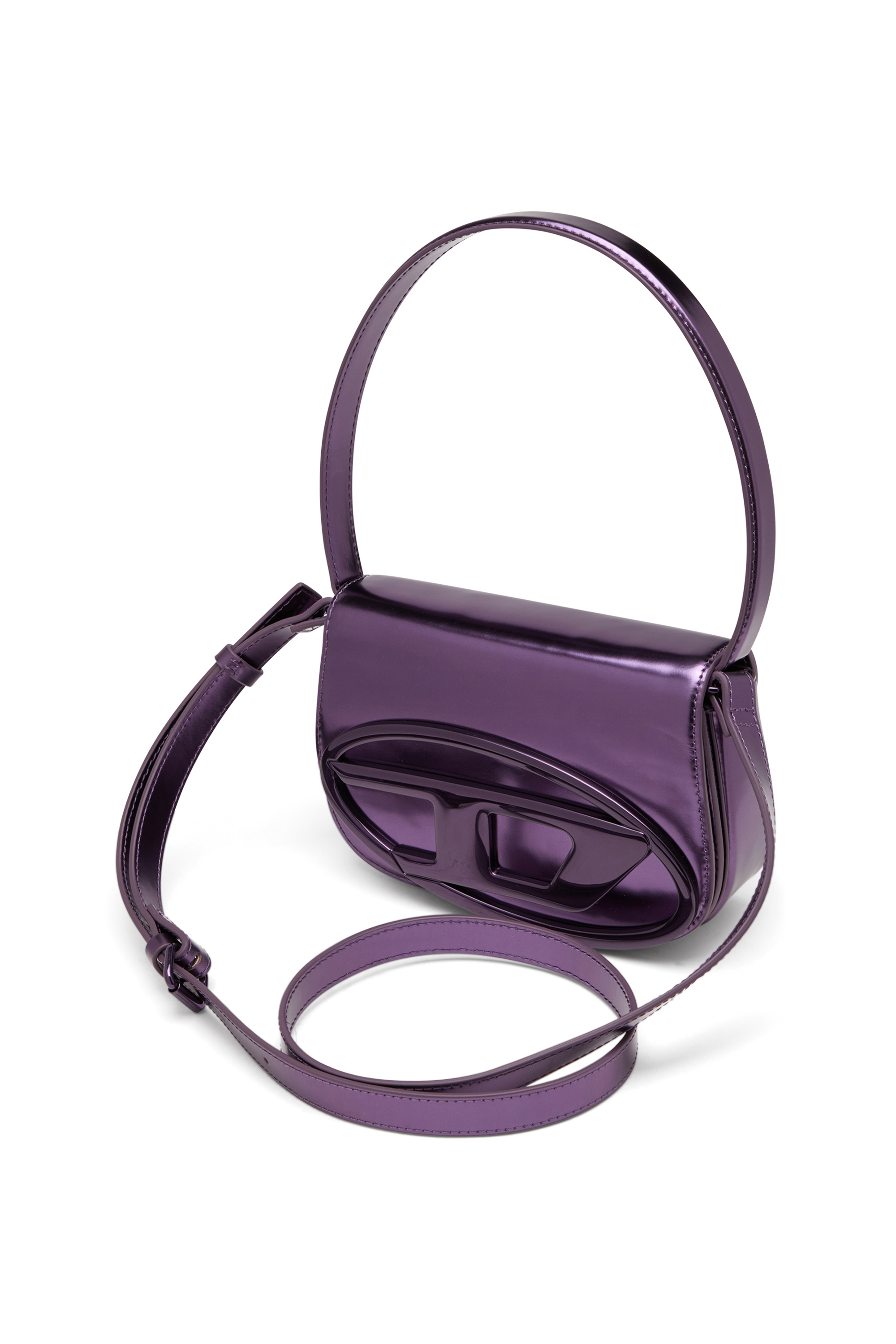 Diesel - 1DR, Woman's 1DR-Iconic shoulder bag in mirrored leather in Dark Violet - 5