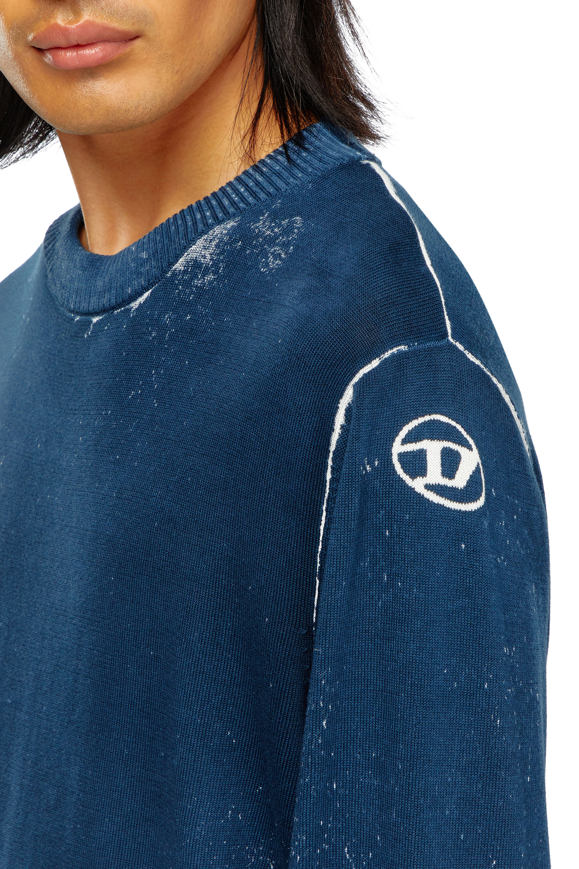 Diesel - K-LARENCE-B, Homme Pull en coton avec imprimé inversé in Bleu - Image 5