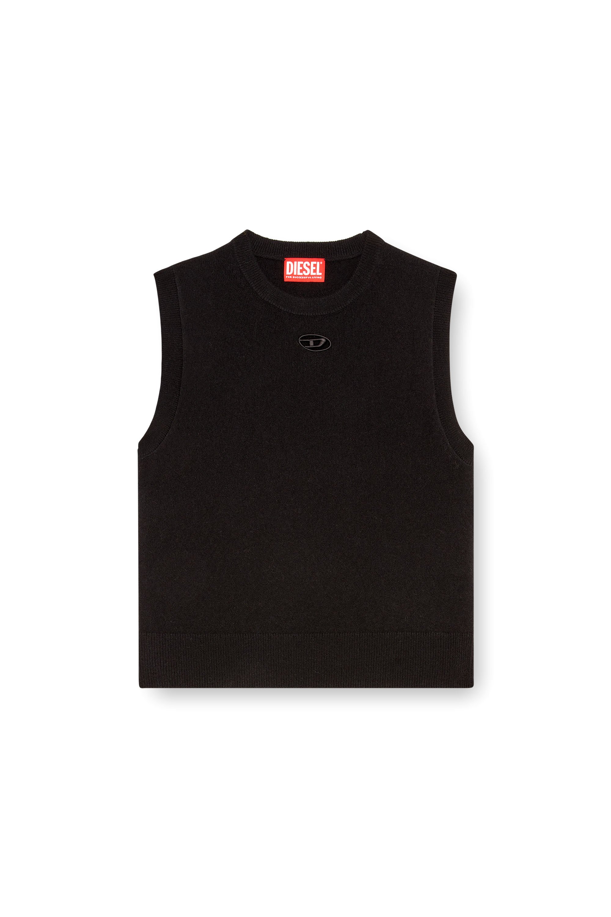 Diesel - M-ARGA-SL, Woman Cropped vest in wool and cashmere knit in Black - Image 5