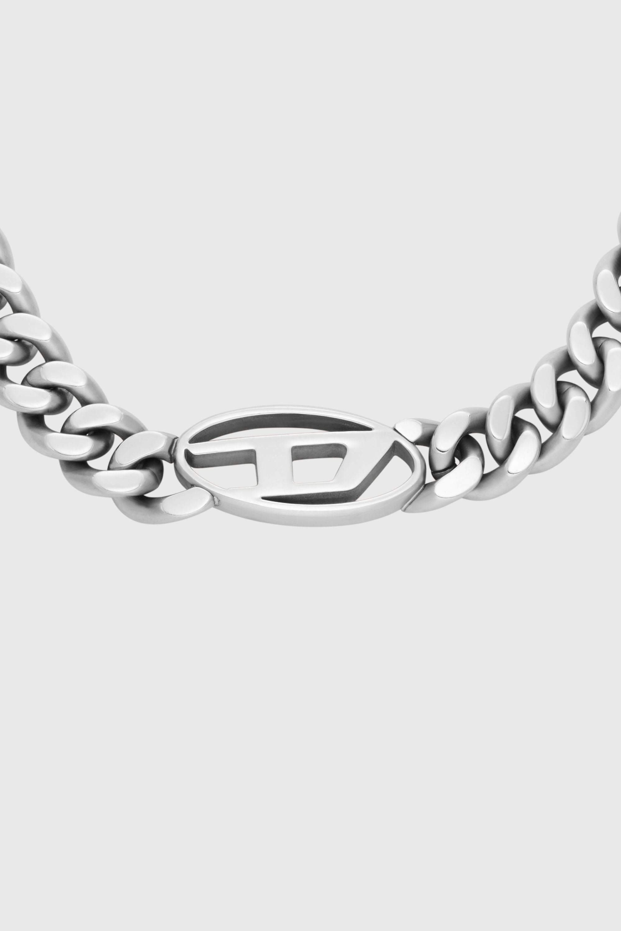 Diesel - DX1433, Choker avec logo D ovale Homme in Gris argent&eacute; - 2