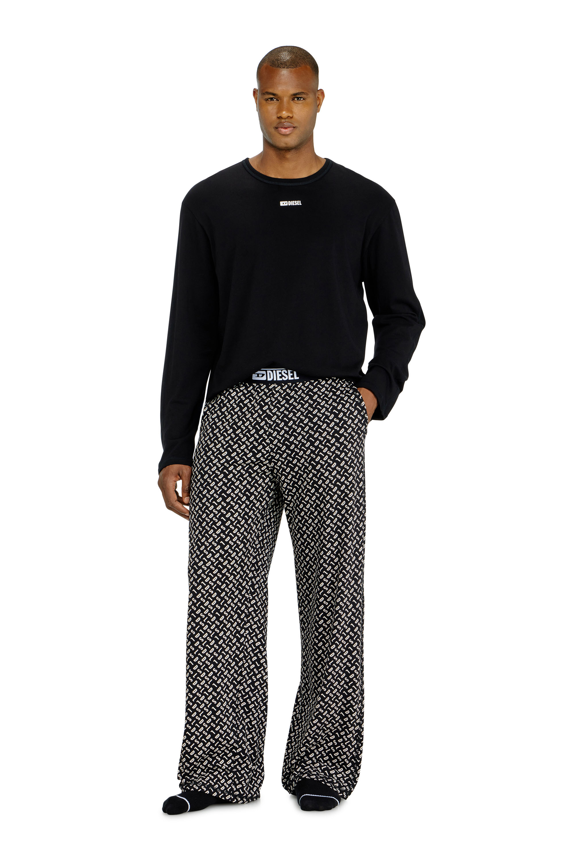 Diesel - SET-NOLAN-D-BOX, Pyjama en coton avec bas imprim&eacute; Homme in Noir - 3