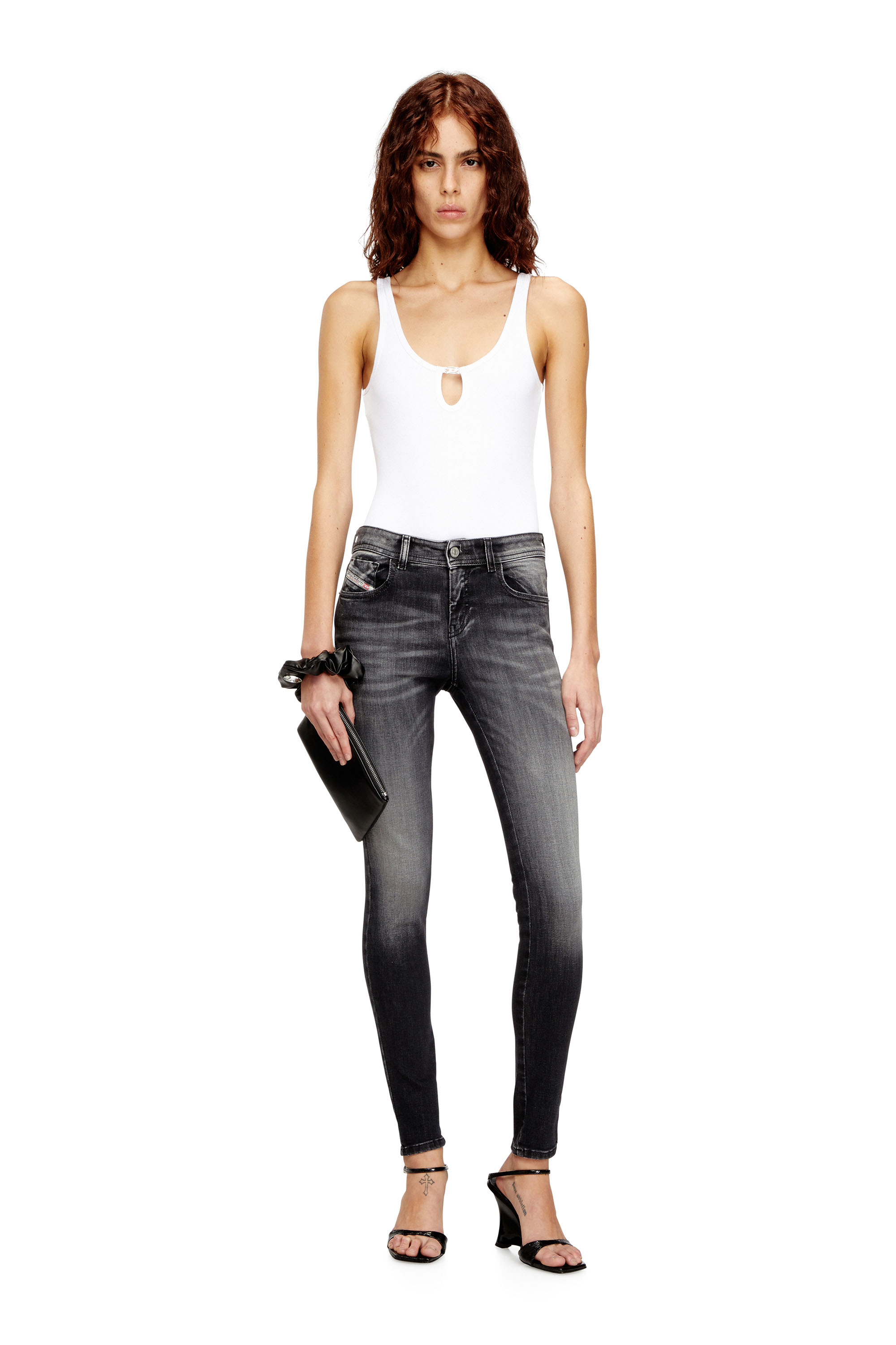 Diesel - Damen Skinny Jeans 2017 Slandy 09K97, Schwarz/Dunkelgrau - 2