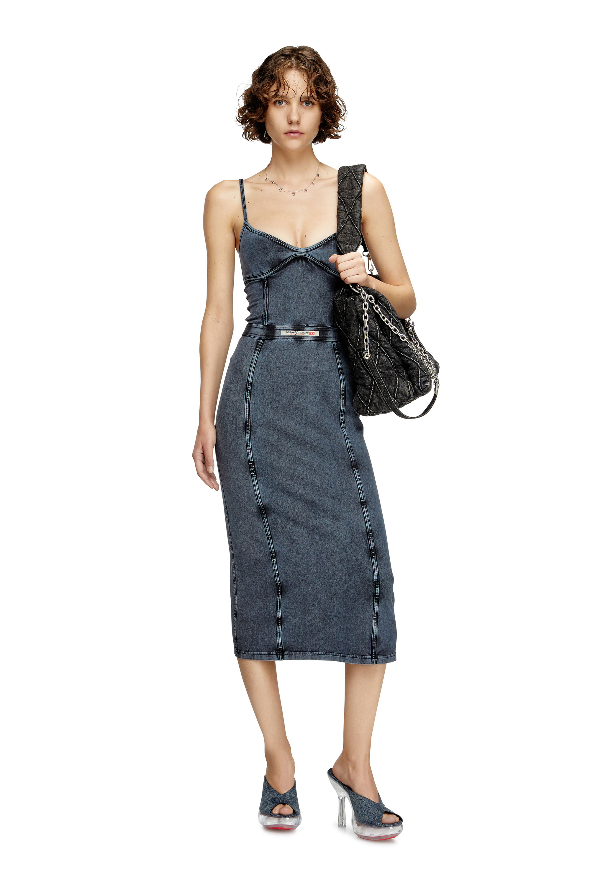 Diesel - D-ONY, Robe midi en jersey effet denim Femme in Bleu - 2
