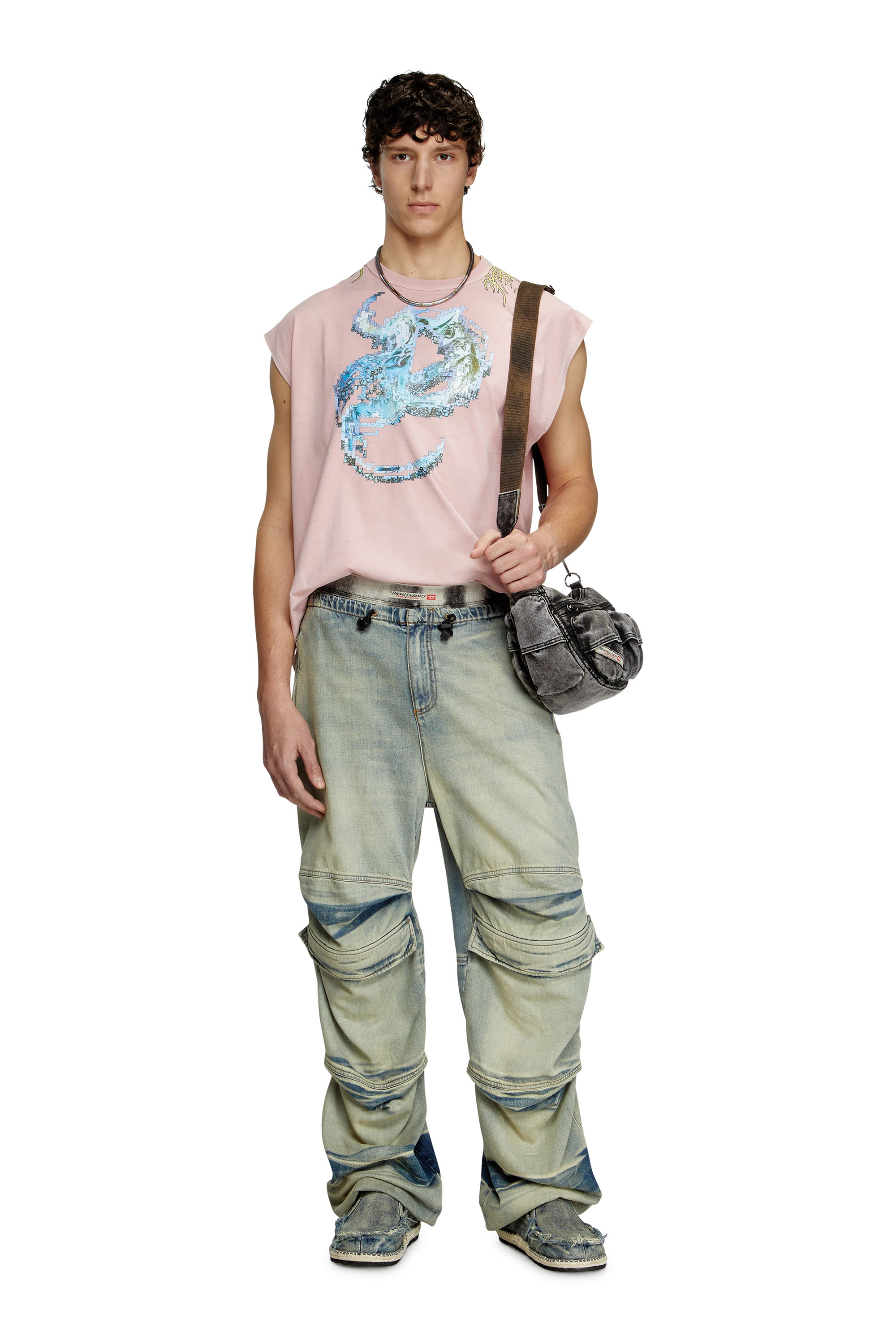 Diesel - T-BOXT-SL-R1, Tank top con grafiche tattoo Uomo in Rosa - 2