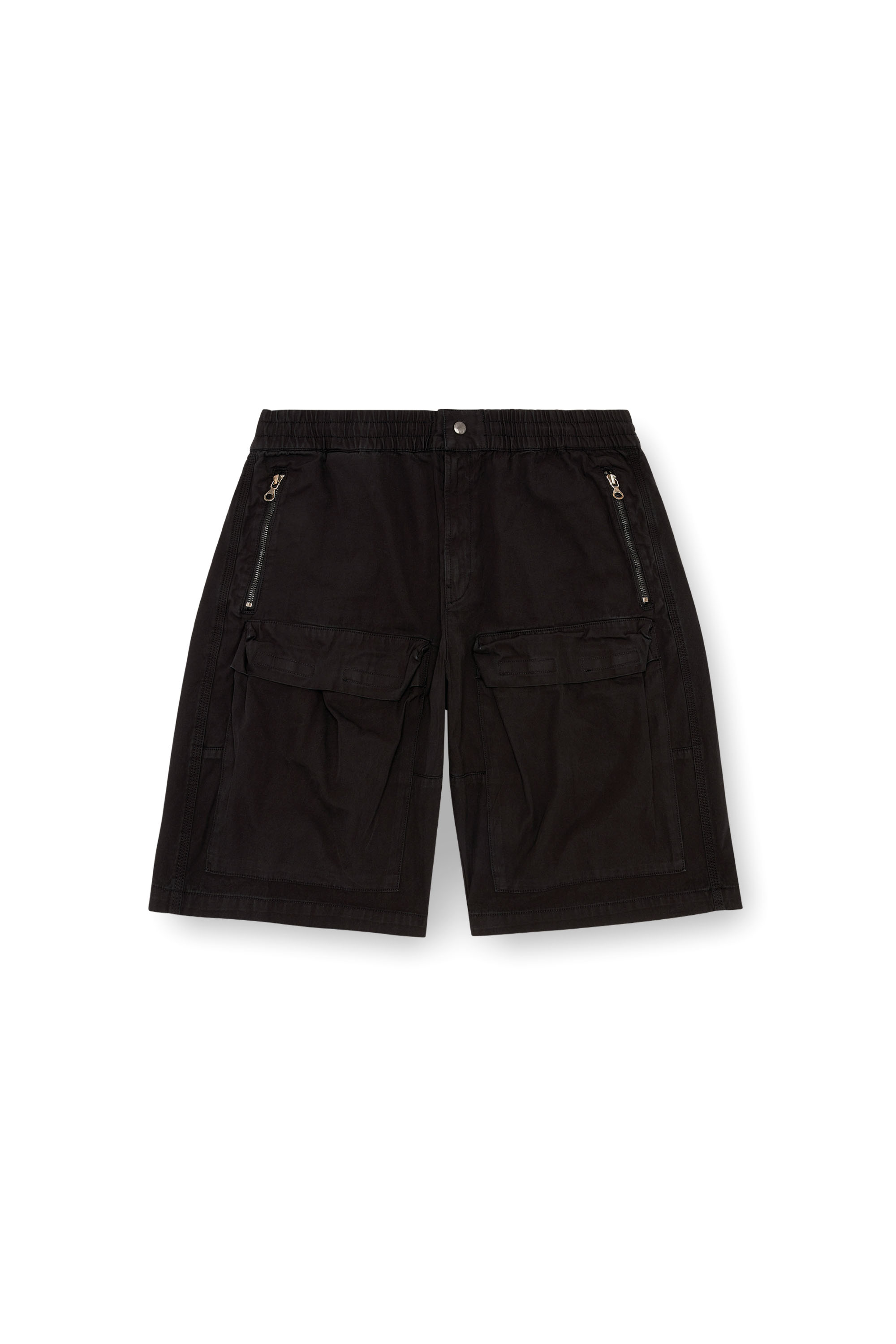 Diesel - P-BEECK-SHORT, Man Cargo shorts in faded organic cotton in Black - Image 3