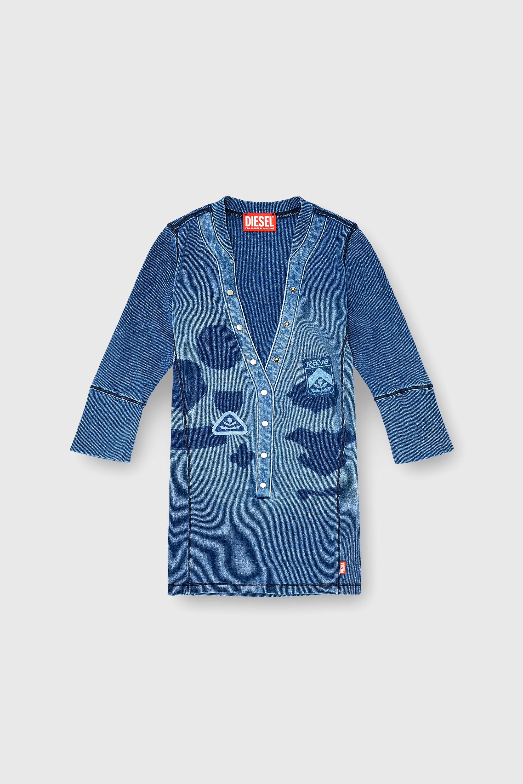 Diesel - T-EREME, Haut henley avec effets shadow-patch Femme in Bleu - 2