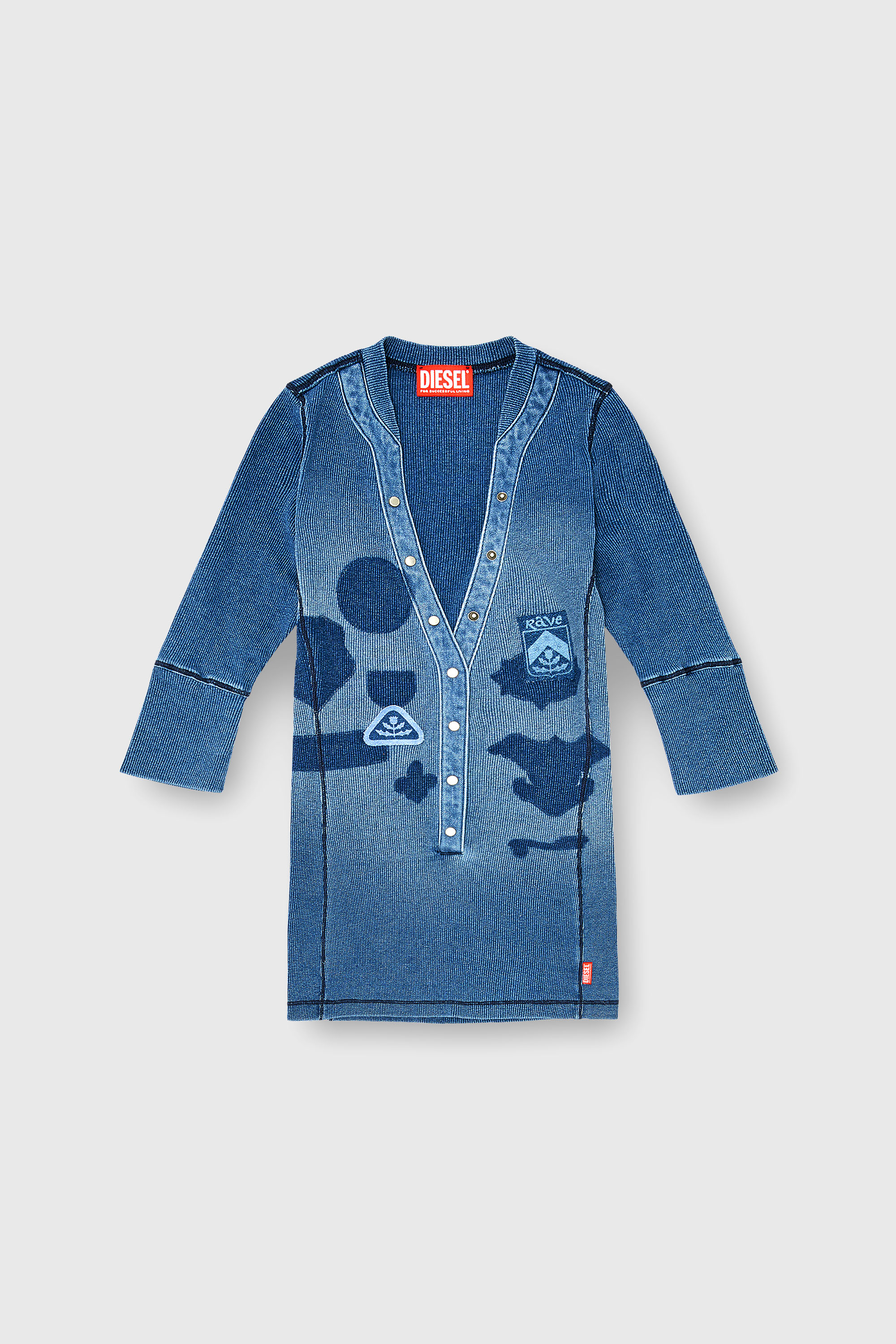 Diesel - T-EREME, Haut henley avec effets shadow-patch Femme in Bleu - 2