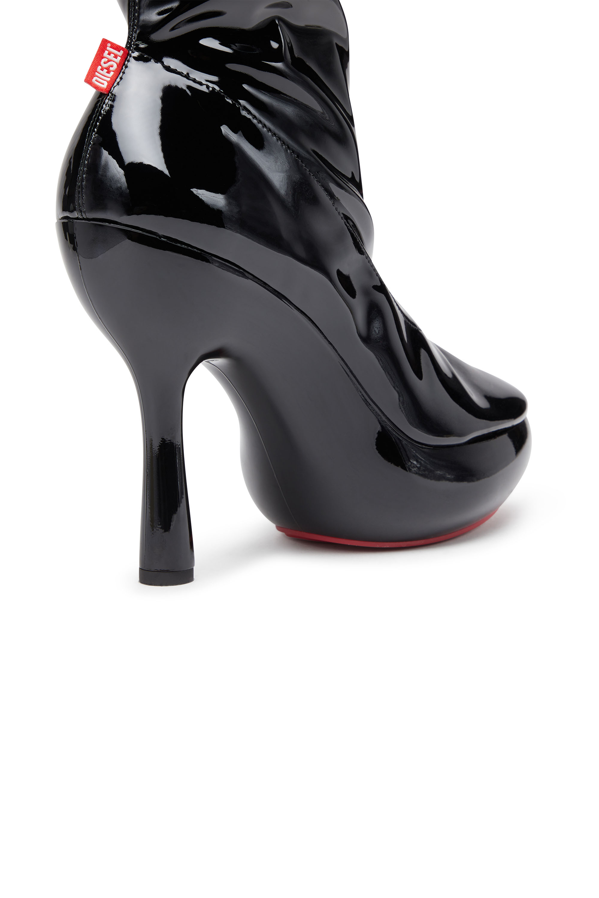 Diesel - D-LAKE PLATFORM MIDB ZIP  STRETCH, D-Lake-Bottines à plateforme en PU stretch verni Femme in Noir - 5