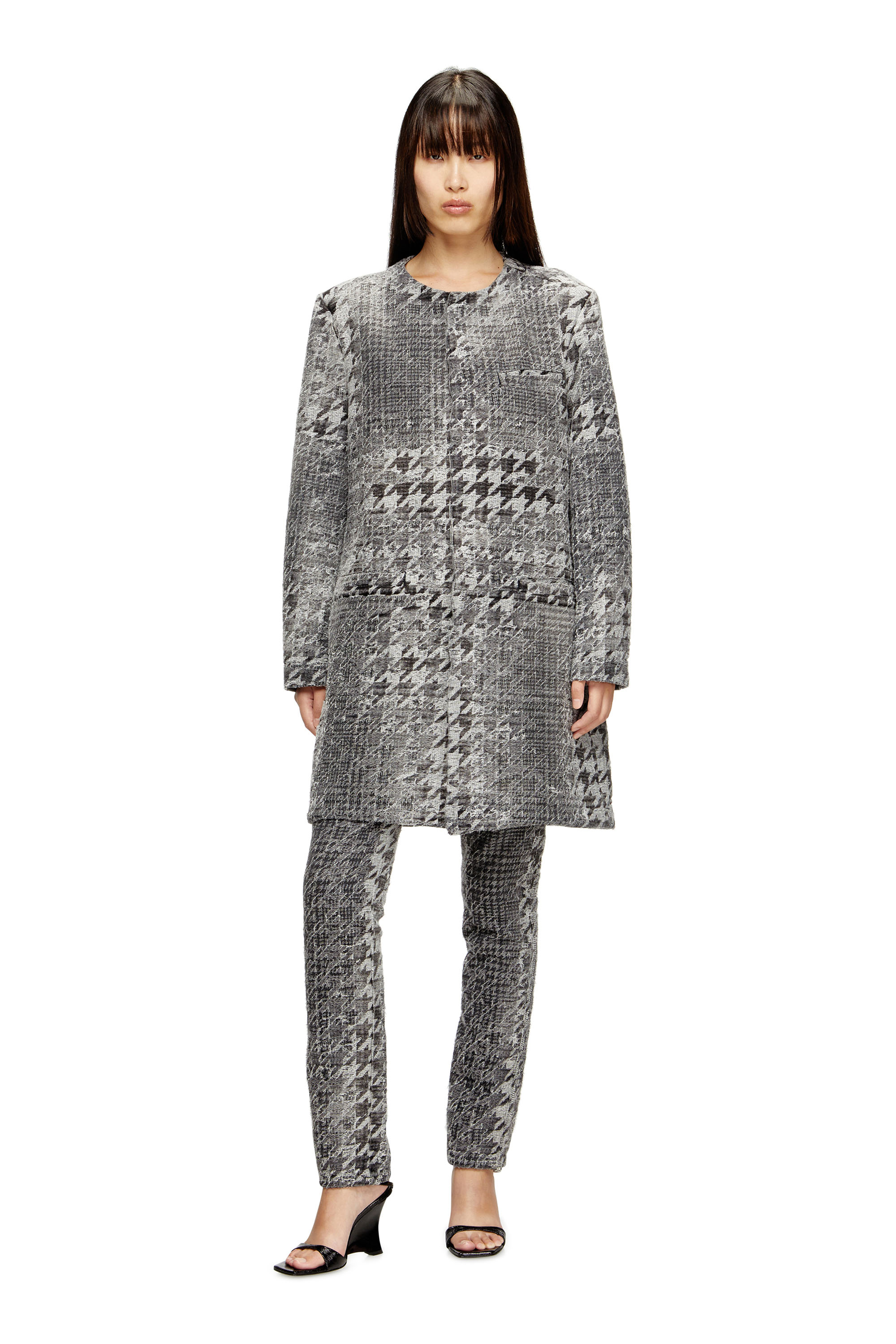 Diesel - D-LOT-FSH, Cappotto in denim jacquard Prince of Wales Unisex in Multicolor - 4