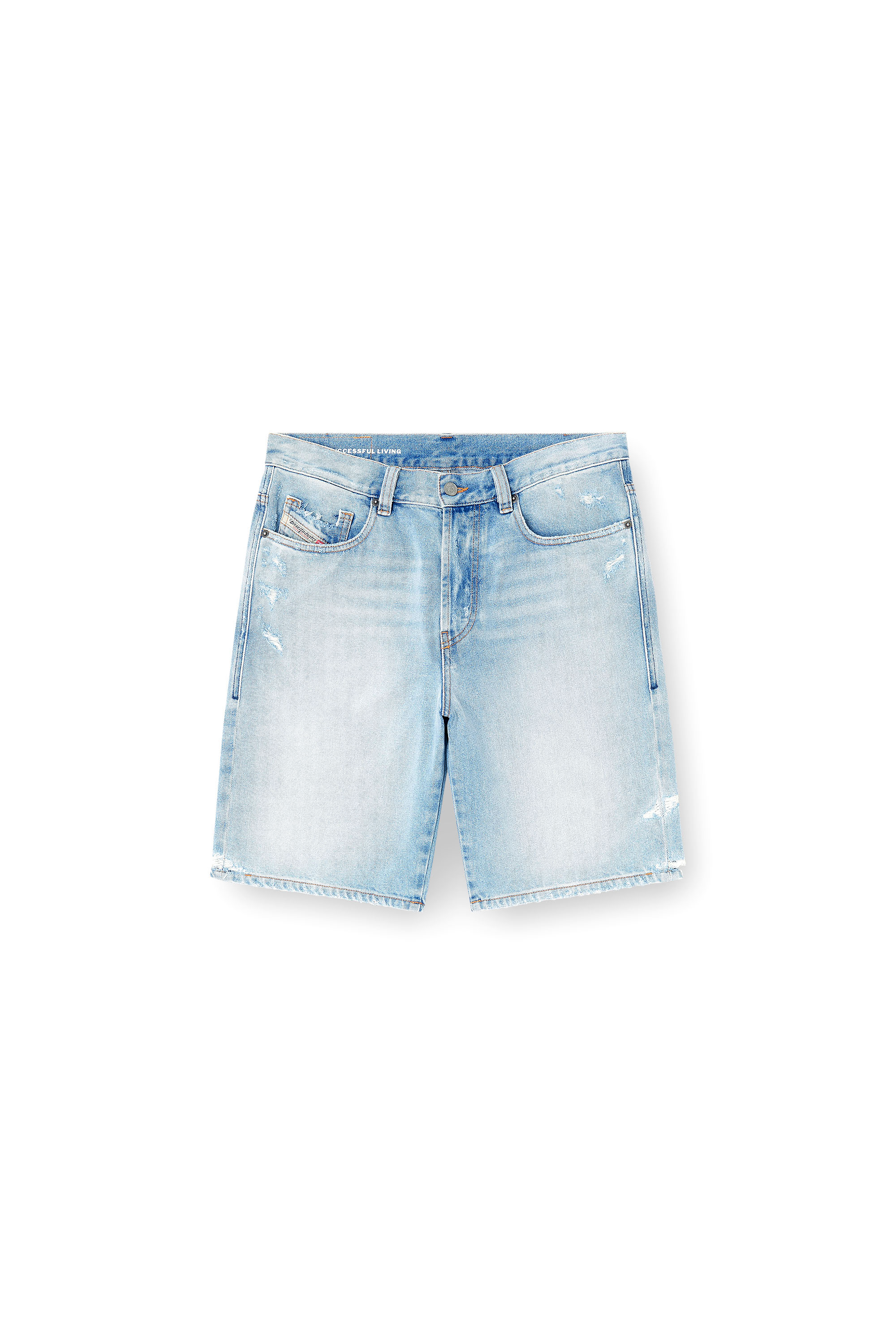 Diesel - REGULAR-SHORT, Herren Shorts aus Destroyed-Denim in Hellblau - 4