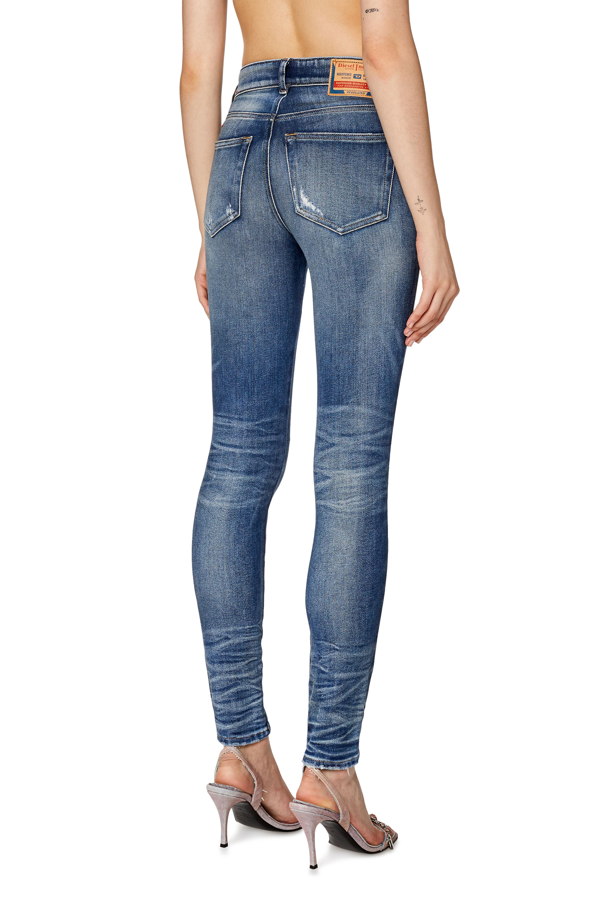 Diesel - Super skinny Jeans 2017 Slandy 09G14, Blu medio - Image 3