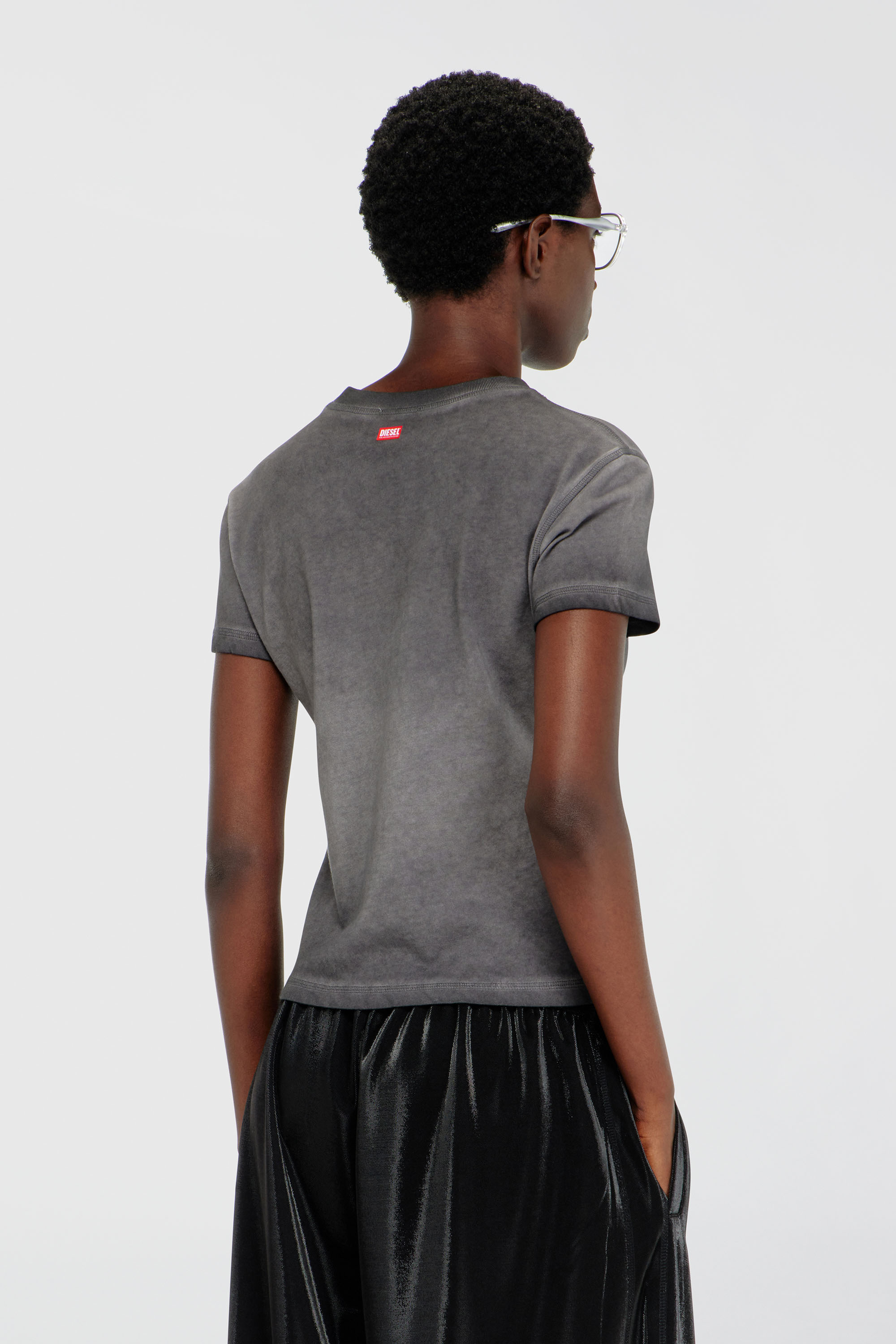 Diesel - T-ILA-AA7, T-shirt slim con d&eacute;vor&eacute; Phoenix Donna in Grigio - 4