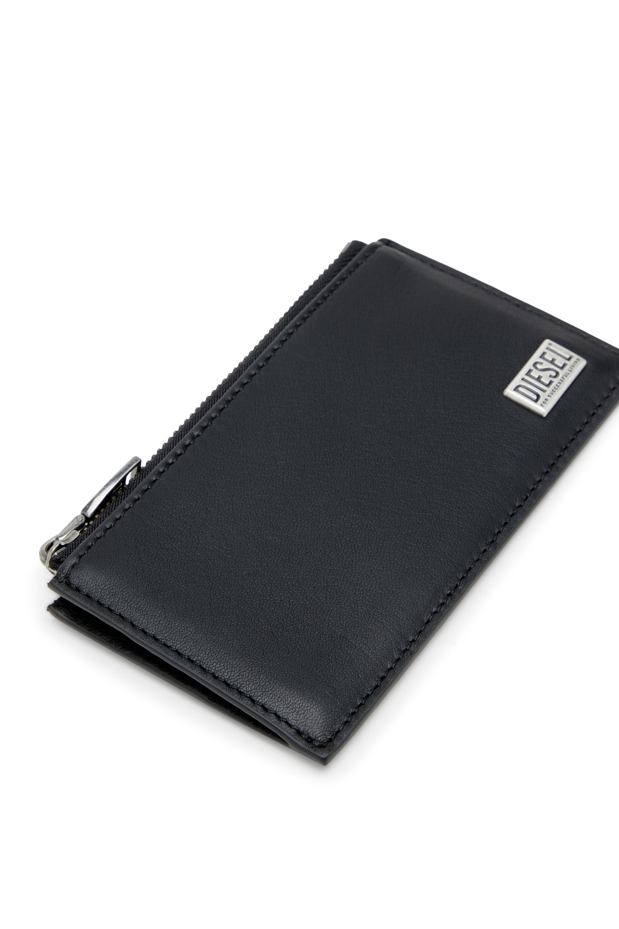 Diesel - BISCOTTO CARD HOLDER III, Herren Faltkartenetui aus semi-glänzendem Leder in Schwarz - 4