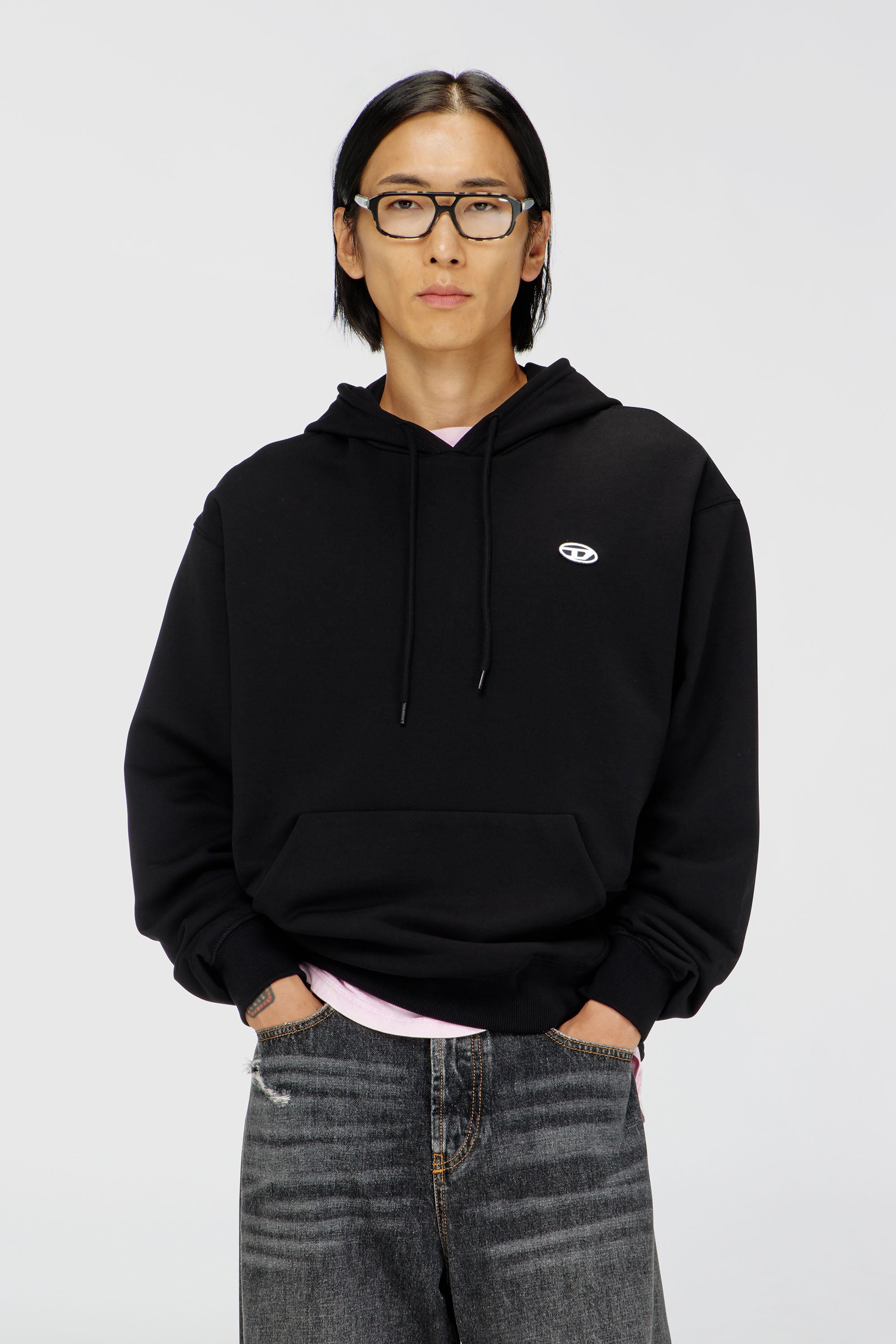 Diesel - S-LUK-H-MOON-T92, Sweat &agrave; capuche avec logo Oval D Homme in Noir - 1
