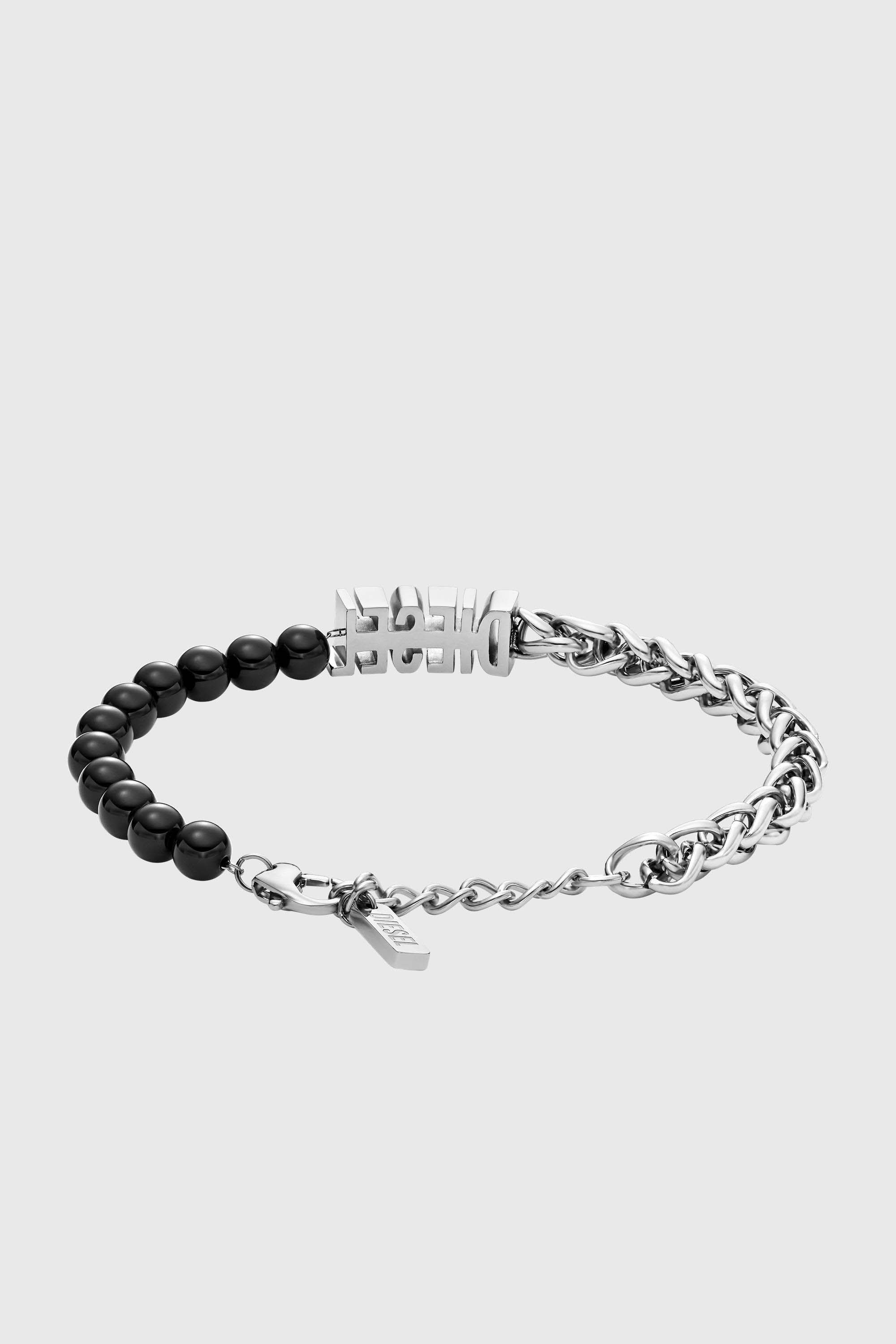 Diesel - DX1541040 JEWEL, Unisex Gliederarmband mit schwarzen Achatperlen in Silber/Schwarz - 2