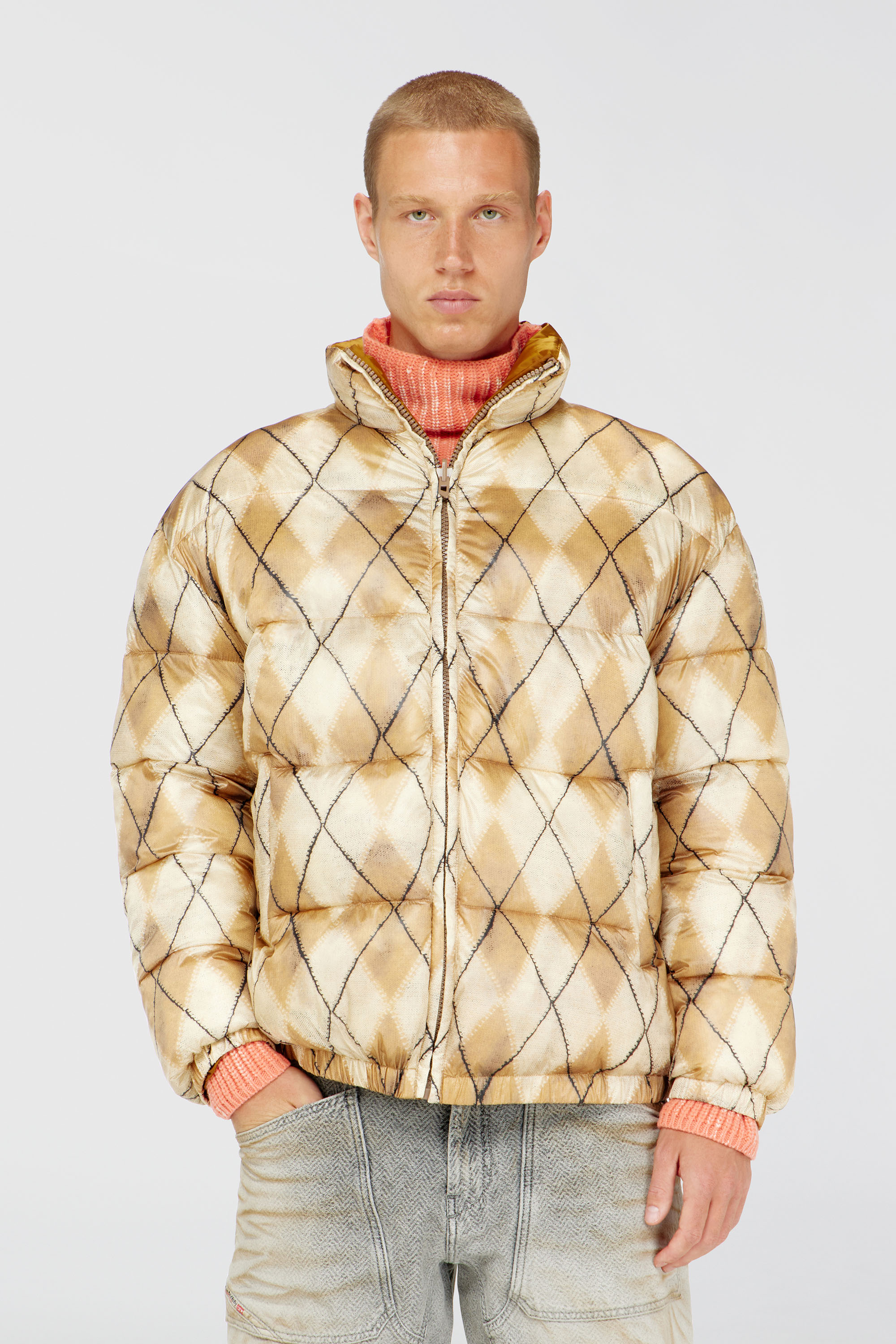 Diesel - W-BOURB-DLCK, Doudoune r&eacute;versible &agrave; motif losange Homme in Polychrome - 3