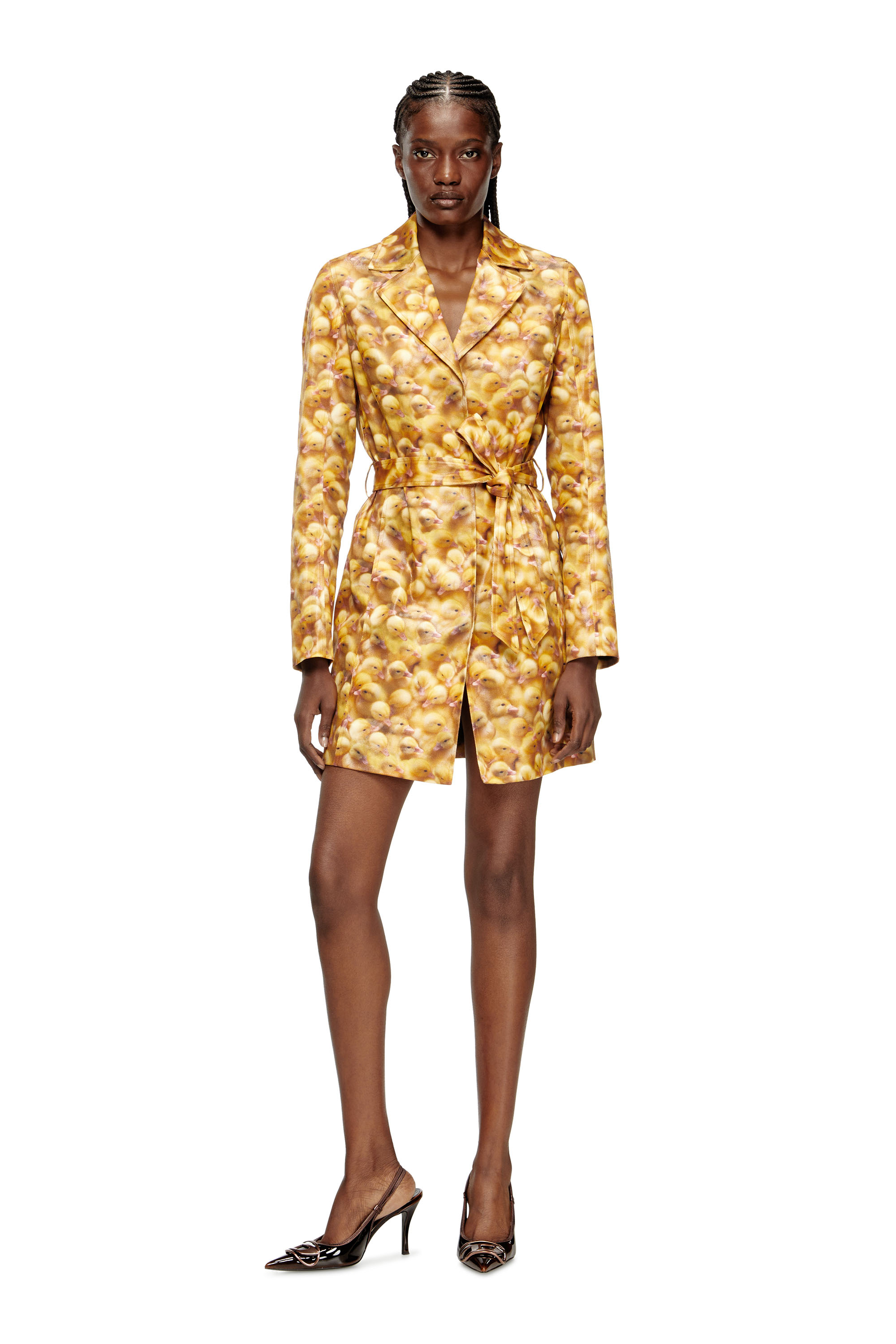 Diesel - G-OJI, Trench con stampa paperelle Donna in Giallo - 2