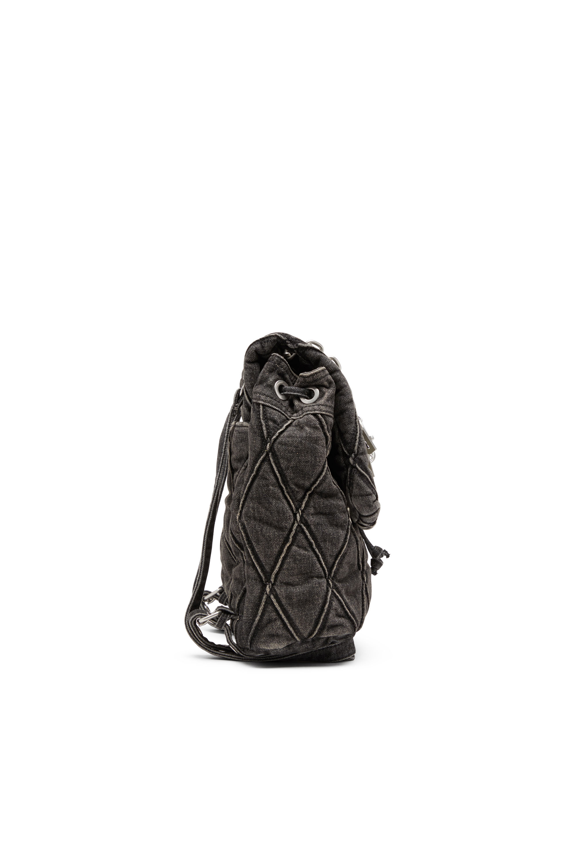 Diesel - CHARM-D BACKPACK S, Charm-D S-Zaino in denim a rombi Donna in Nero - 5
