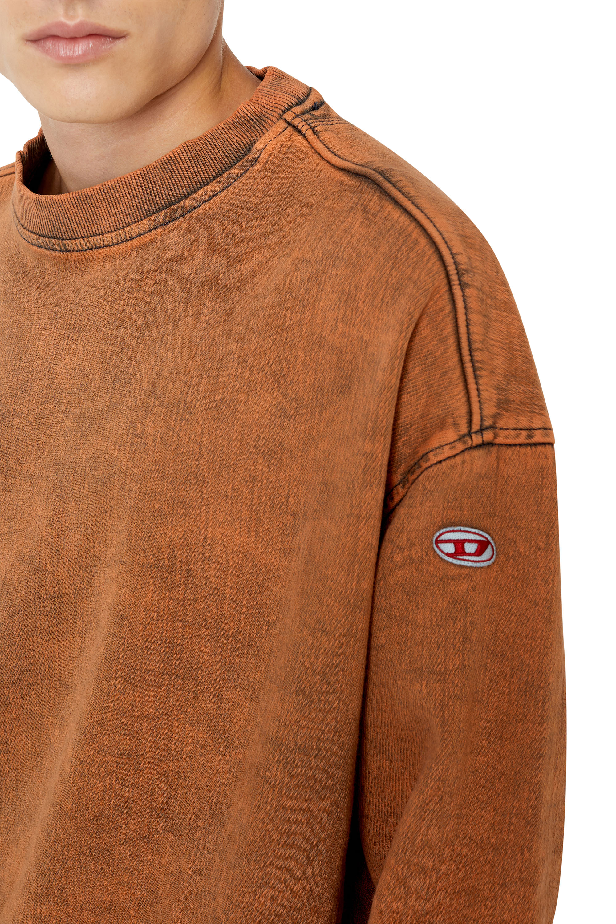 Diesel - D-KRIB TRACK DENIM SWEATSHIRT, Arancione - Image 5