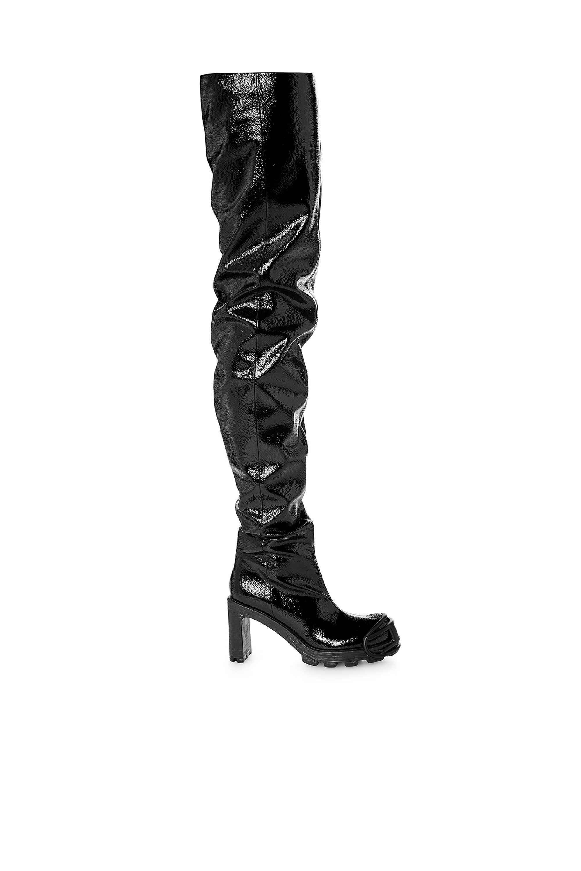 Diesel - D-HAMMER TBT D W, D-Hammer-Bottes glossy hauteur genou Femme in Noir - 1