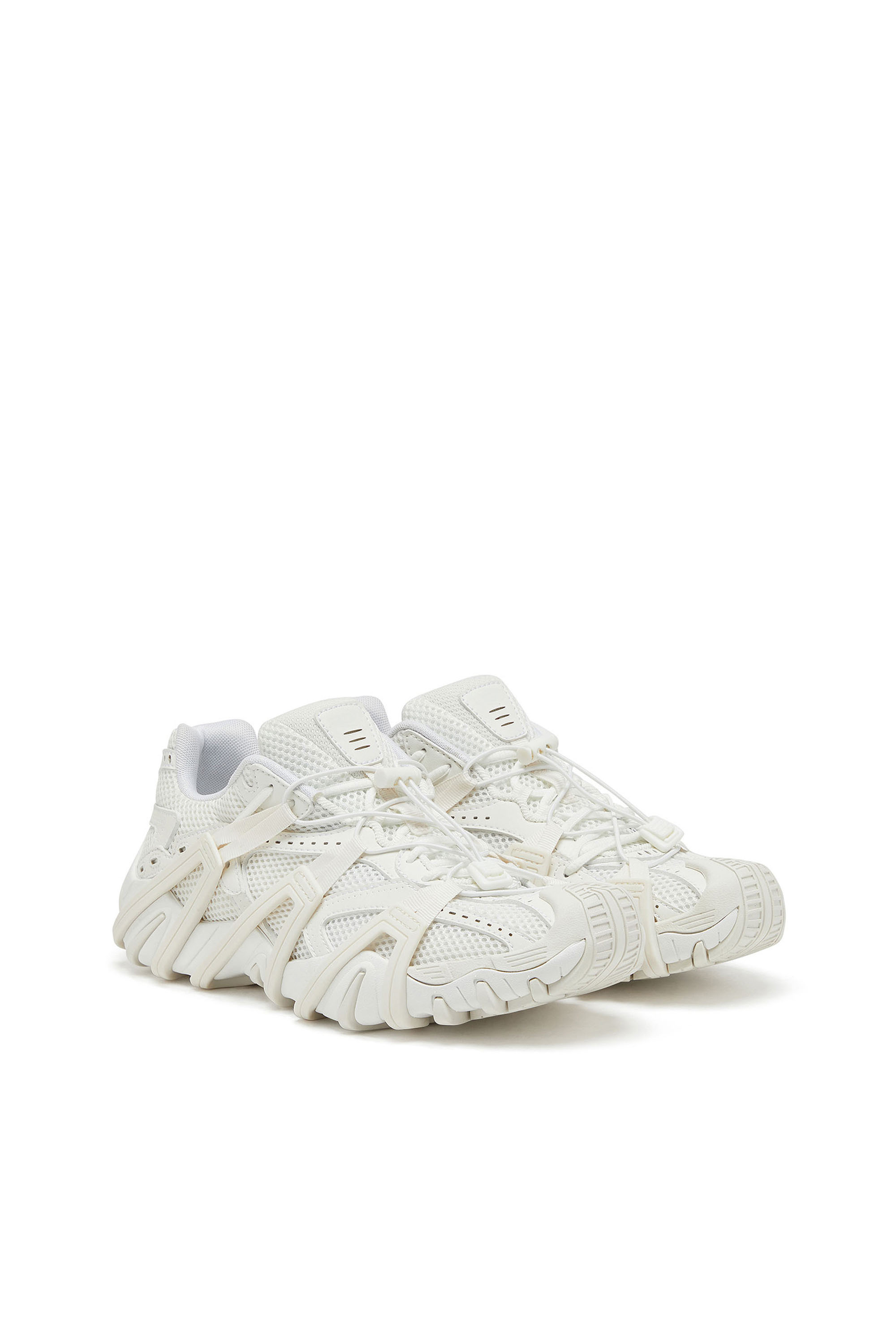 Diesel - S-PROTOTYPE CR LACE X, Man S-Prototype Cr-Mesh and PU sneakers with double lacing in White - Image 2