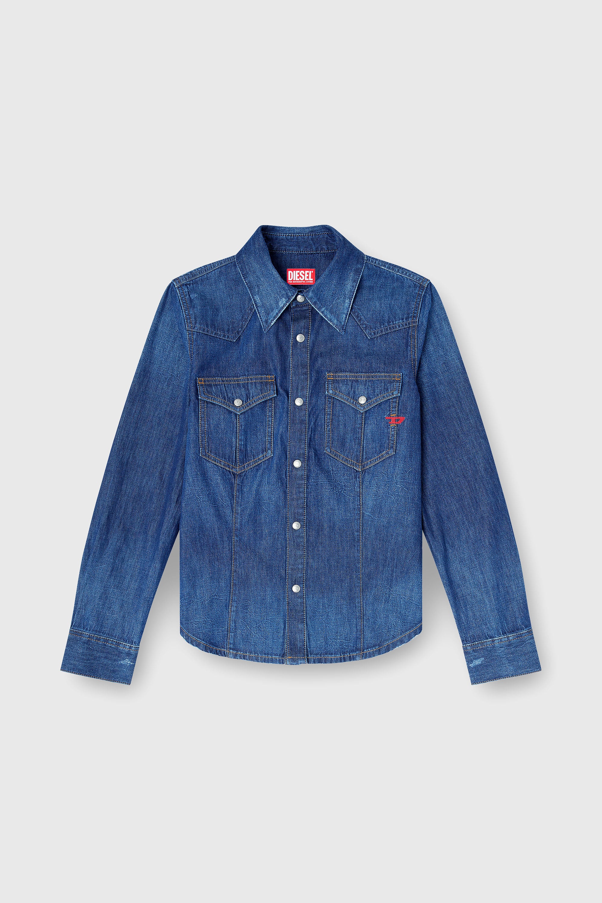 Diesel - DE-WAVES, Chemise western en denim &agrave; lavage propre Femme in Bleu - 2