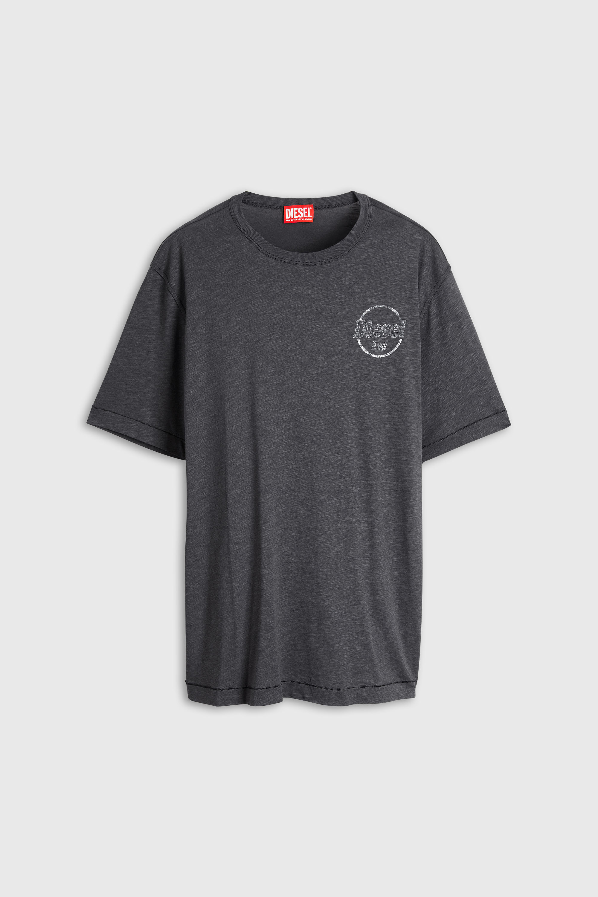 Diesel - T-ADJUST-B11, Herren T-Shirt aus Slub-Jersey mit Crack-Print in Dunkelgrau - 2