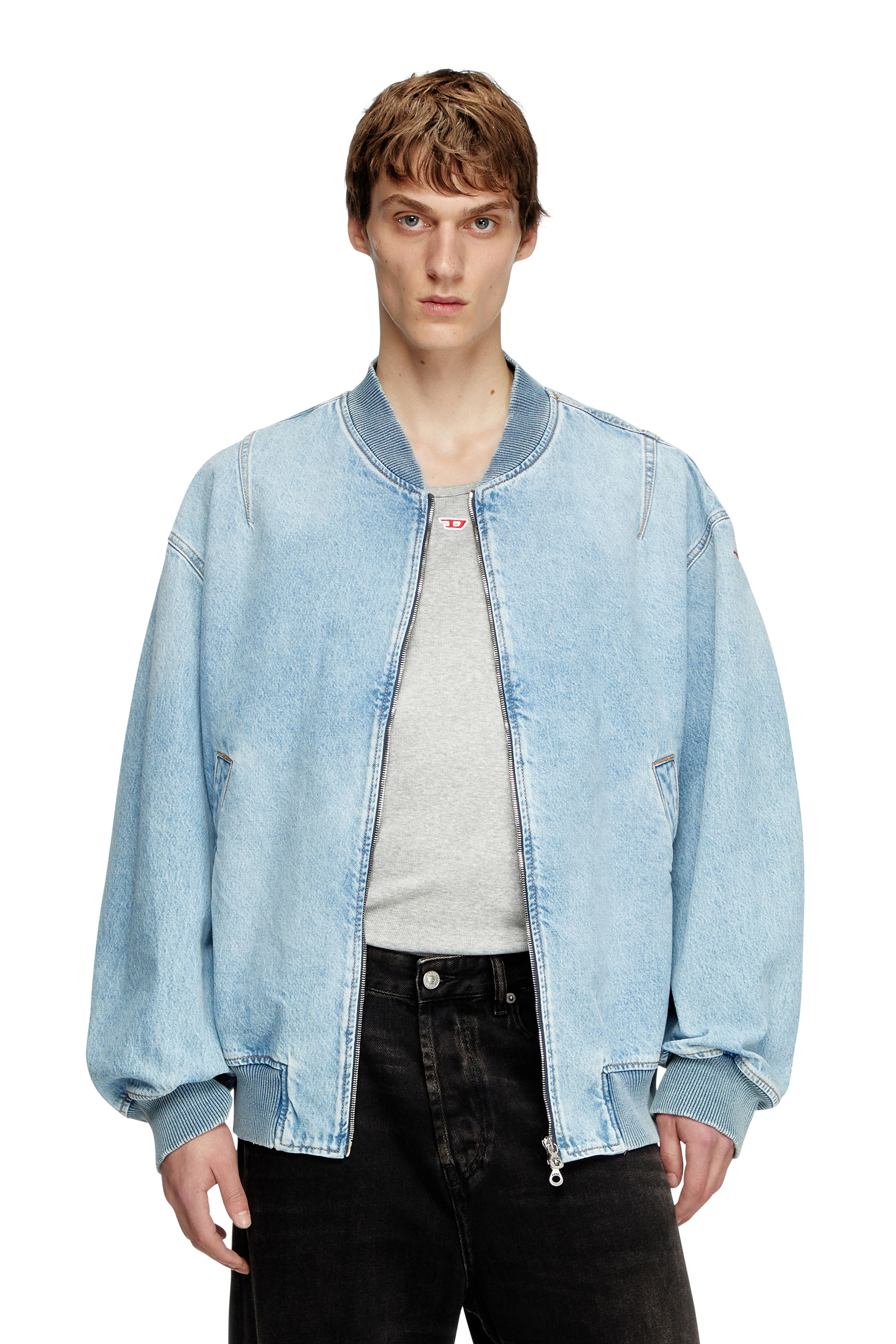 Diesel - D-VINZ, Bomber in denim Uomo in Blu - 1