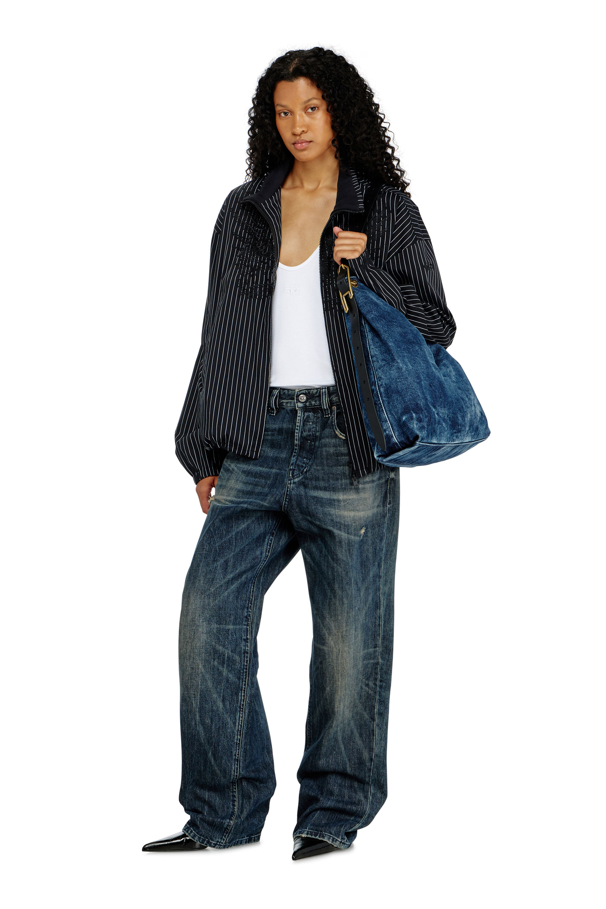 Diesel - D-LINE HOBO L, D-Line-Sac hobo en denim Femme in Bleu - 2