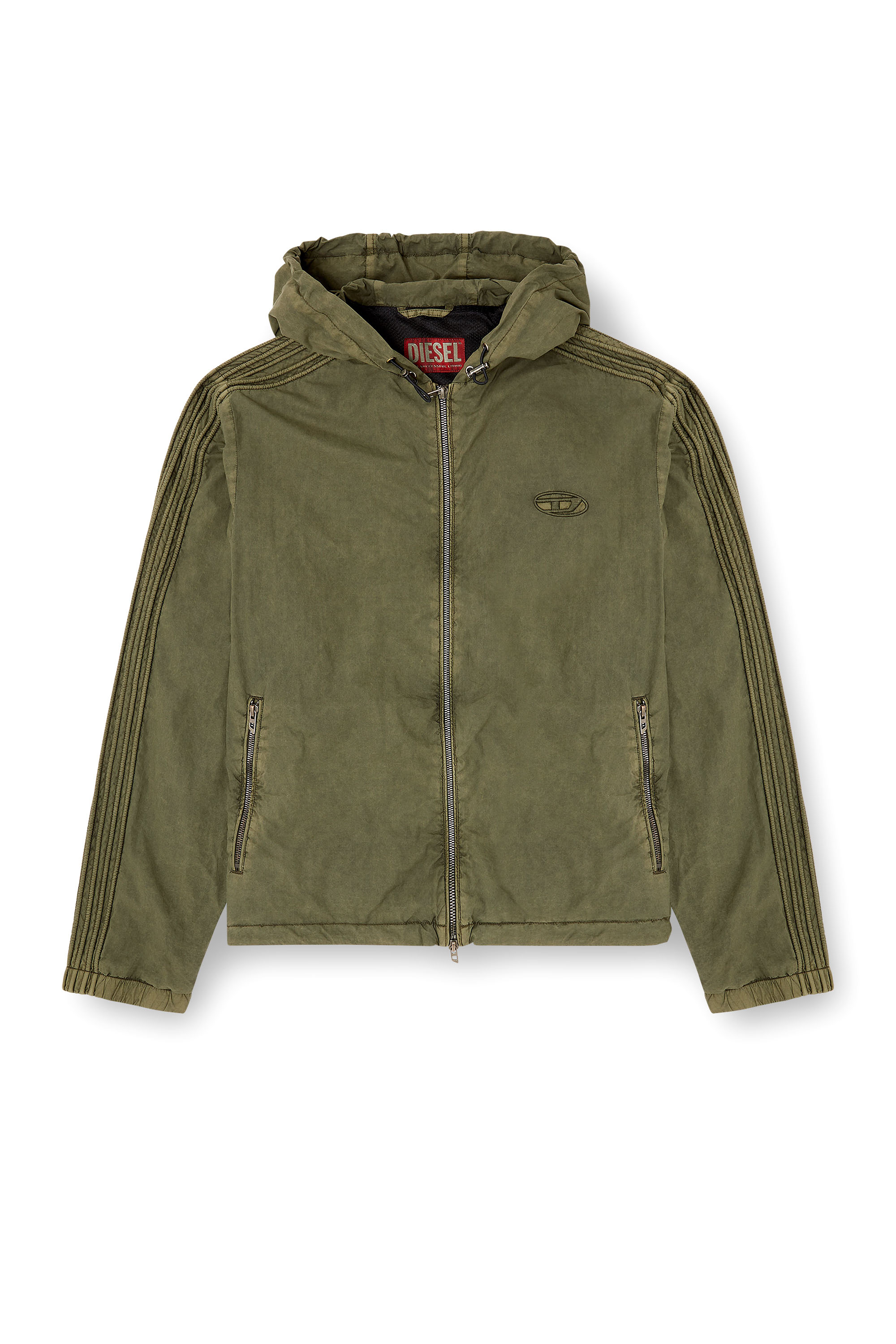Diesel - J-STITCH, Veste à capuche zippée en popeline de coton Homme in Vert - 2