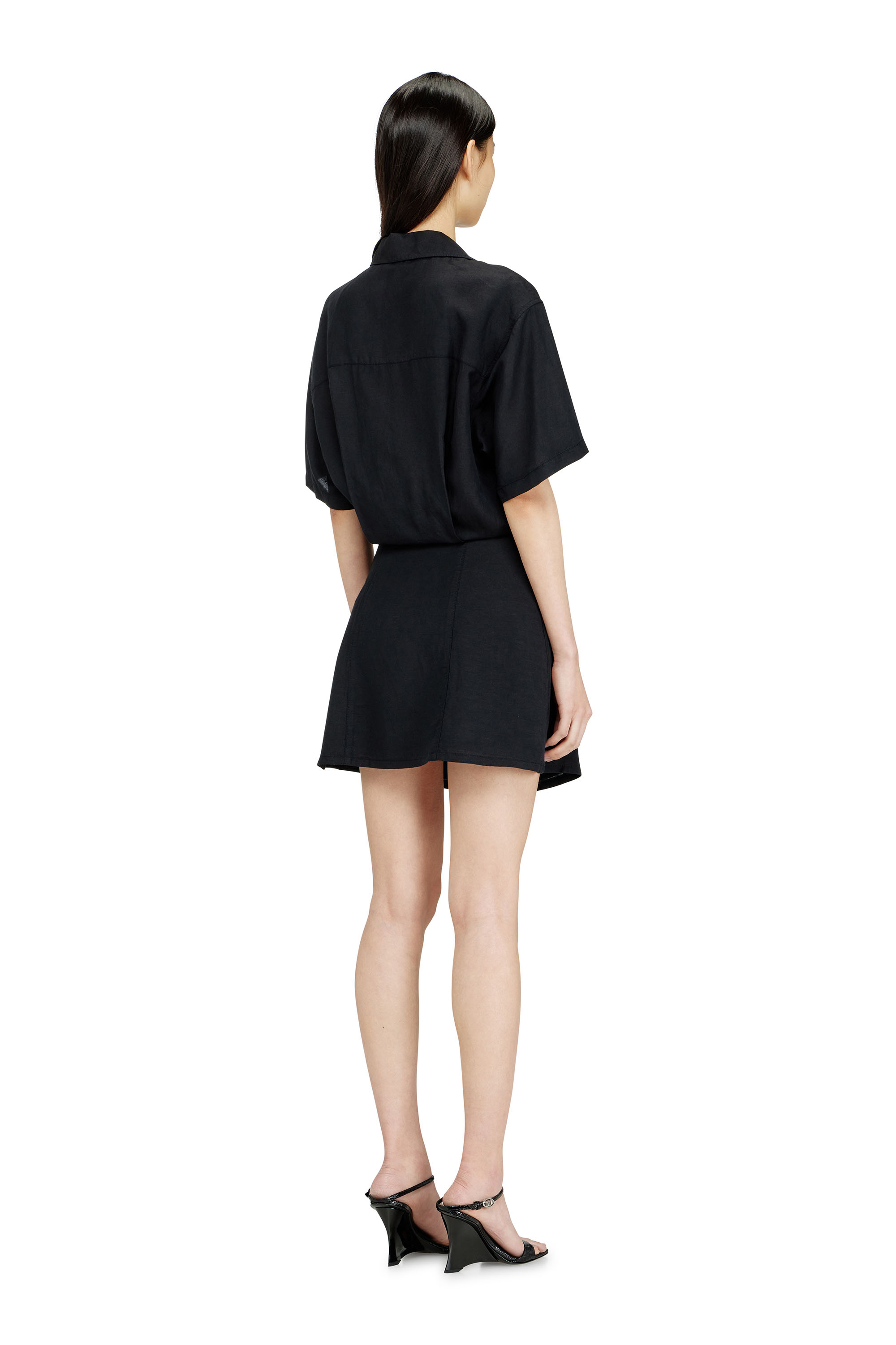 Diesel - D-STALL, Mini abito in misto lino con nodo in vita Donna in ToBeDefined - 3