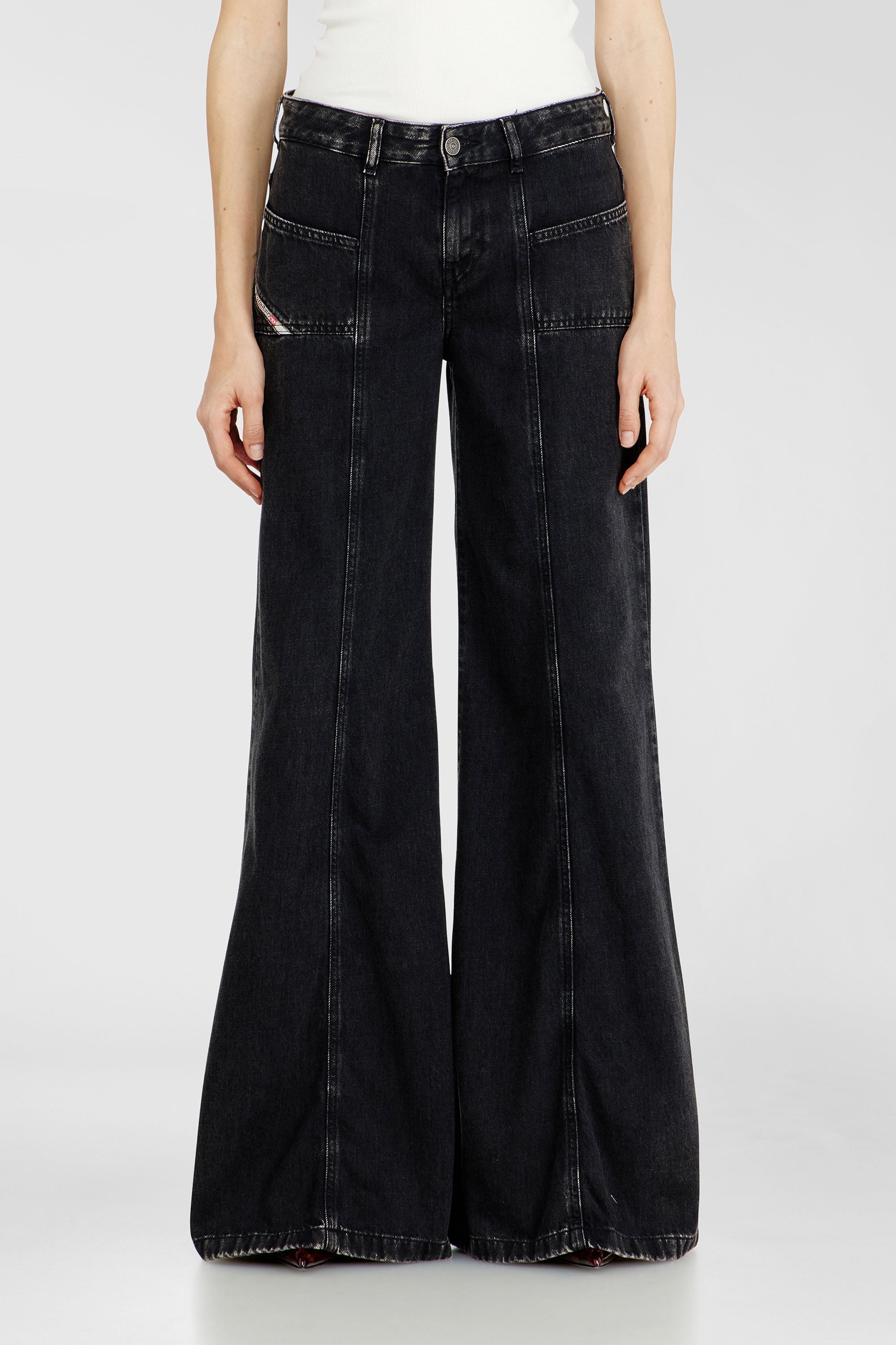 Diesel - Damen Flare Jeans D-Akii 068HN, Schwarz/Dunkelgrau - 1