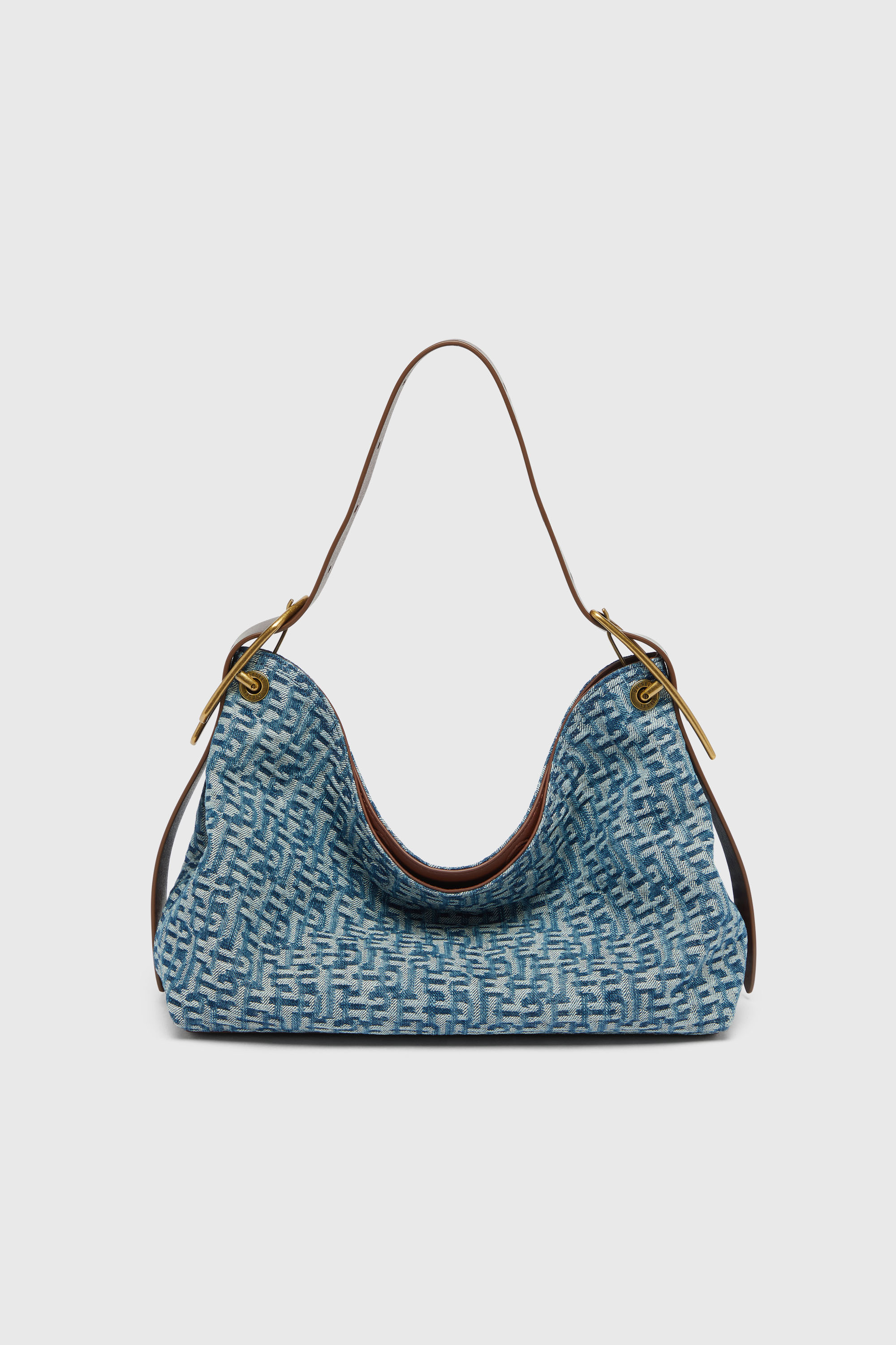 Diesel - D-LINE HOBO S, D-Line Borsa a spalla in denim monogram Donna in Blu - 1