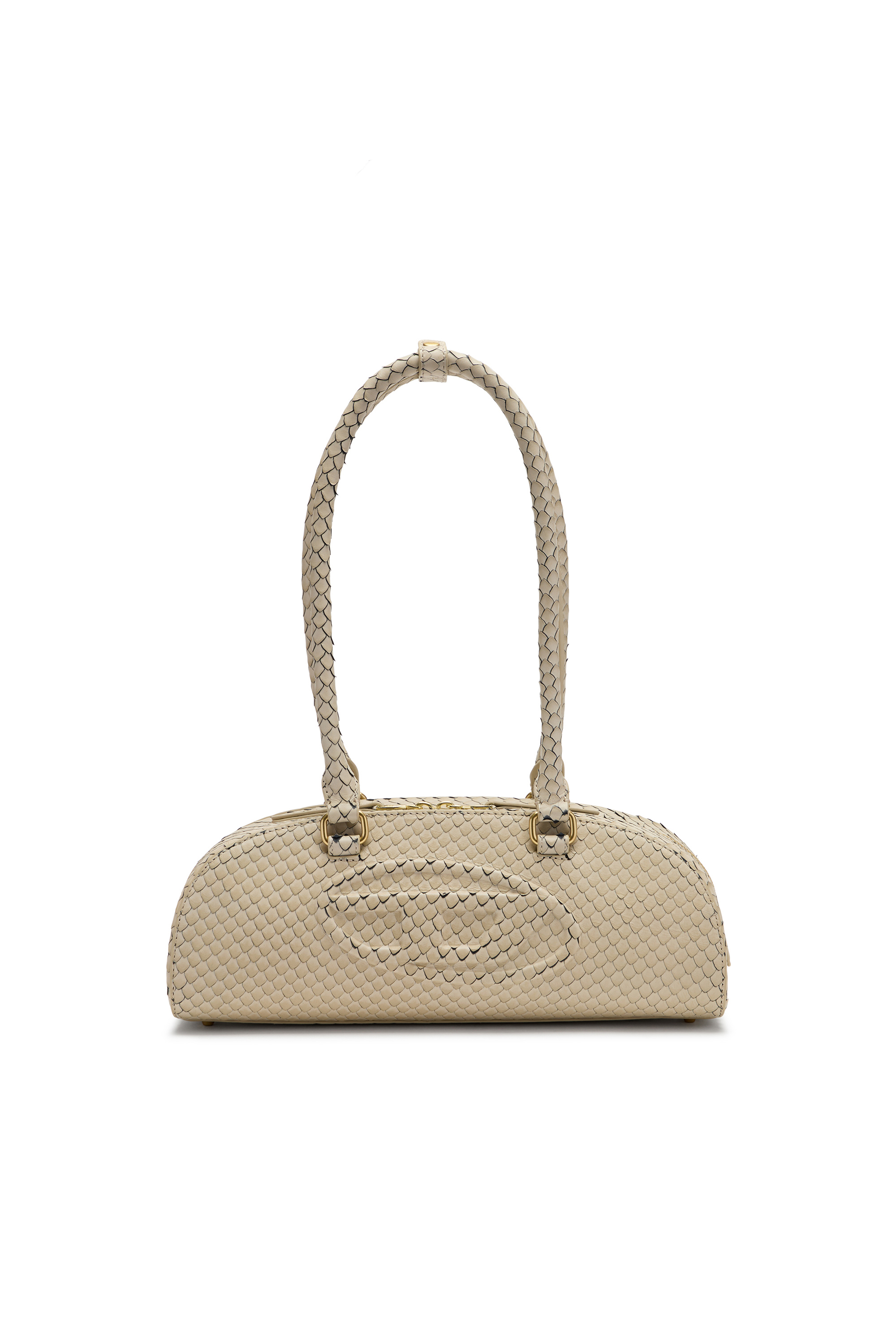 Diesel - 1DR DOME SHOULDER EW, Damen 1DR Dome-Langgezogene Bowlingtasche aus strukturiertem Leder in Beige - 2