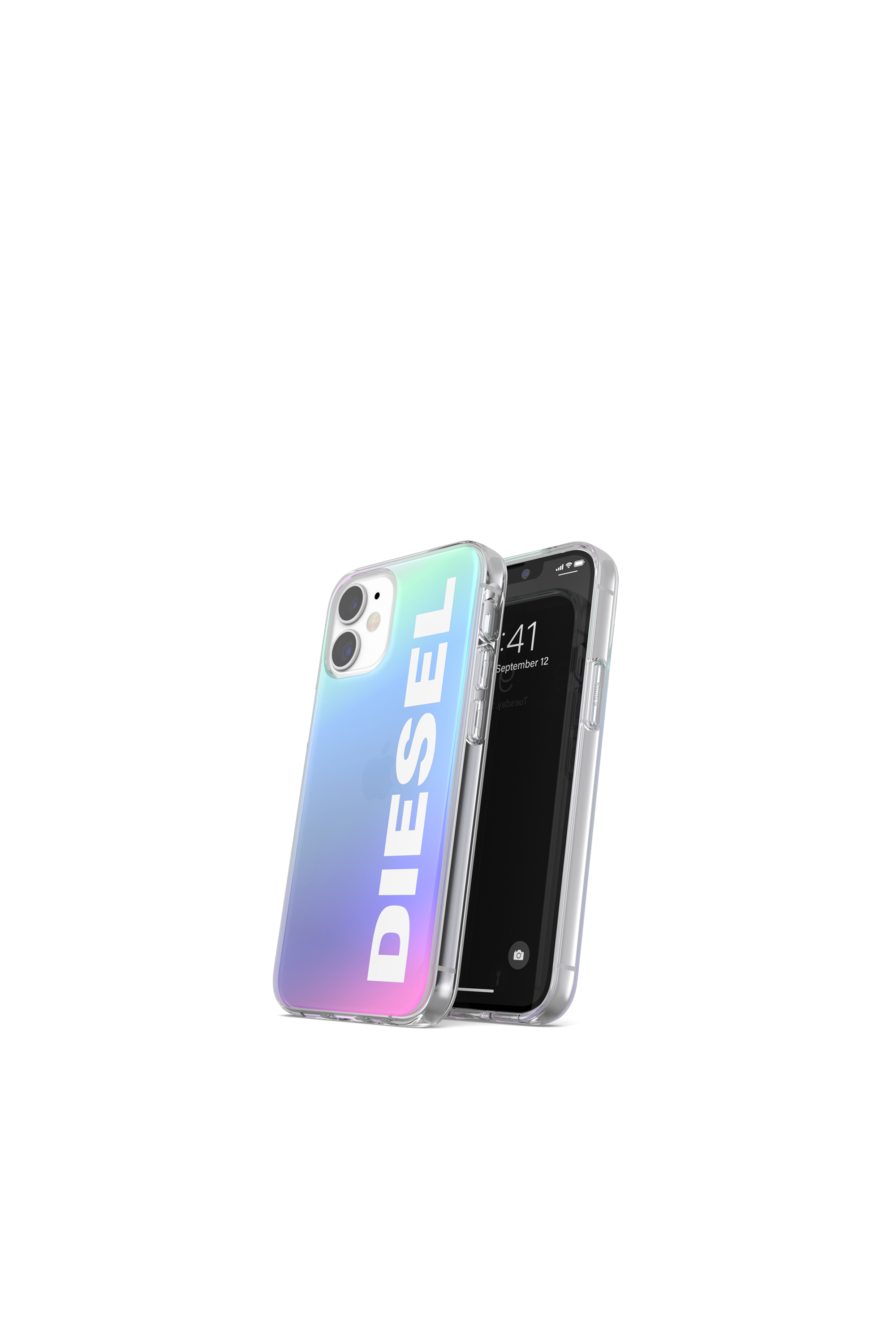 Diesel - 43526 STANDARD CASE, Unisex's Holographic TPU case with white logo for iPhone 12 Mini in Blue/White - 3
