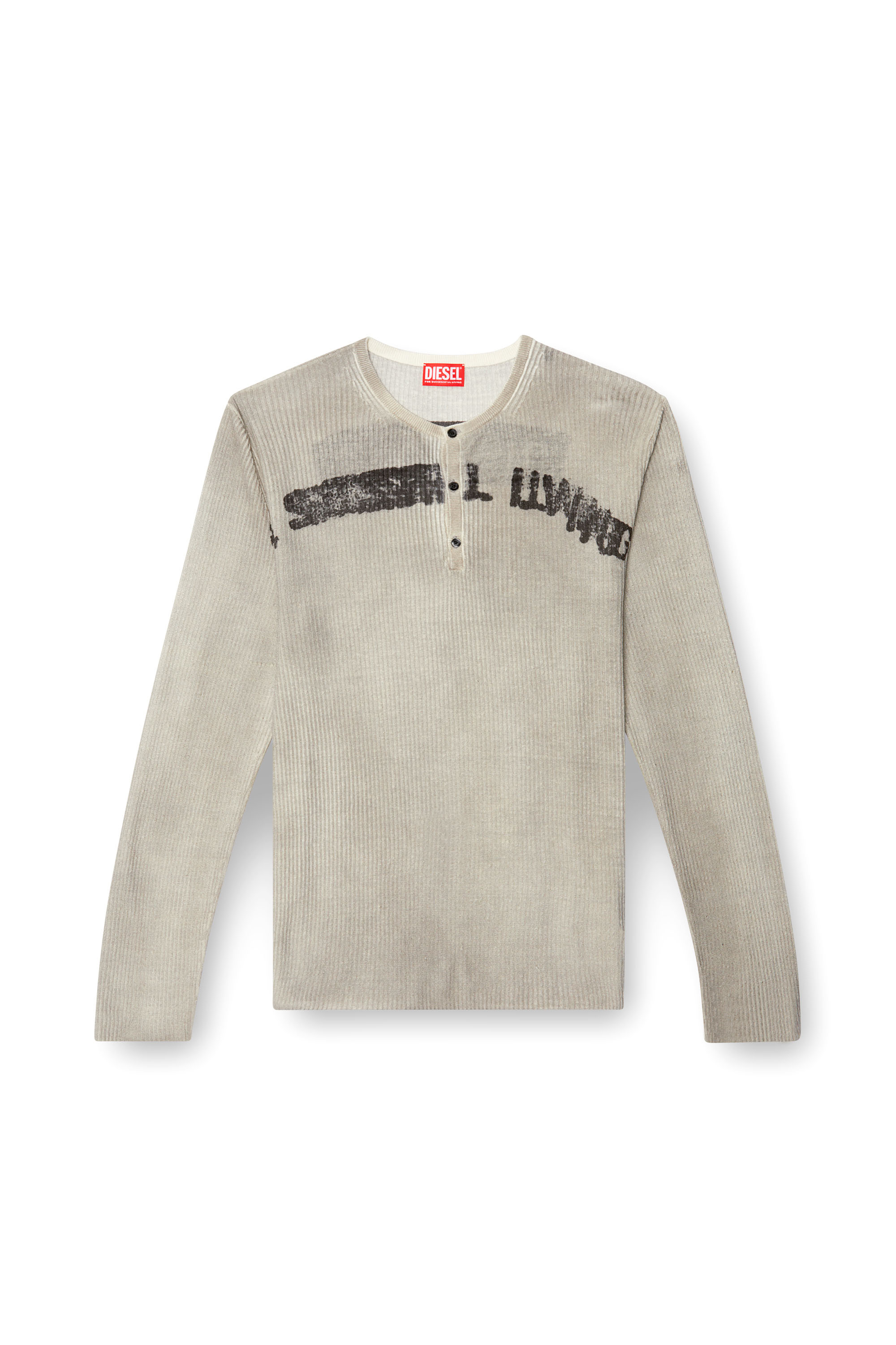 Diesel - K-ROBBY, Unisex Henley-Pullover aus Leinen mit Schmutz-Effekt in Beige - 4