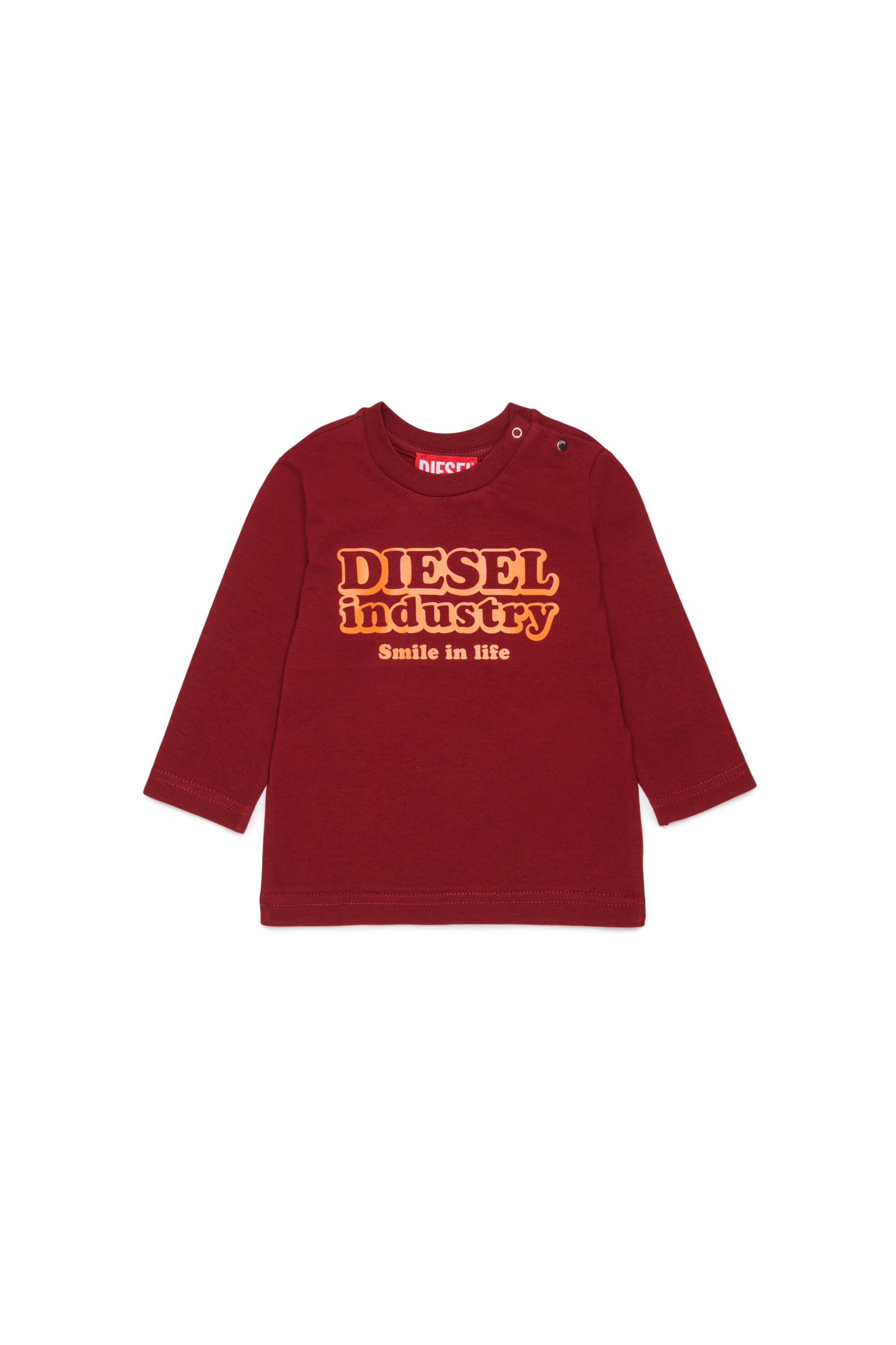 Diesel - TLODIMB, T-shirt &agrave; manches longues avec imprim&eacute; Diesel Industry Homme in Rouge - 1